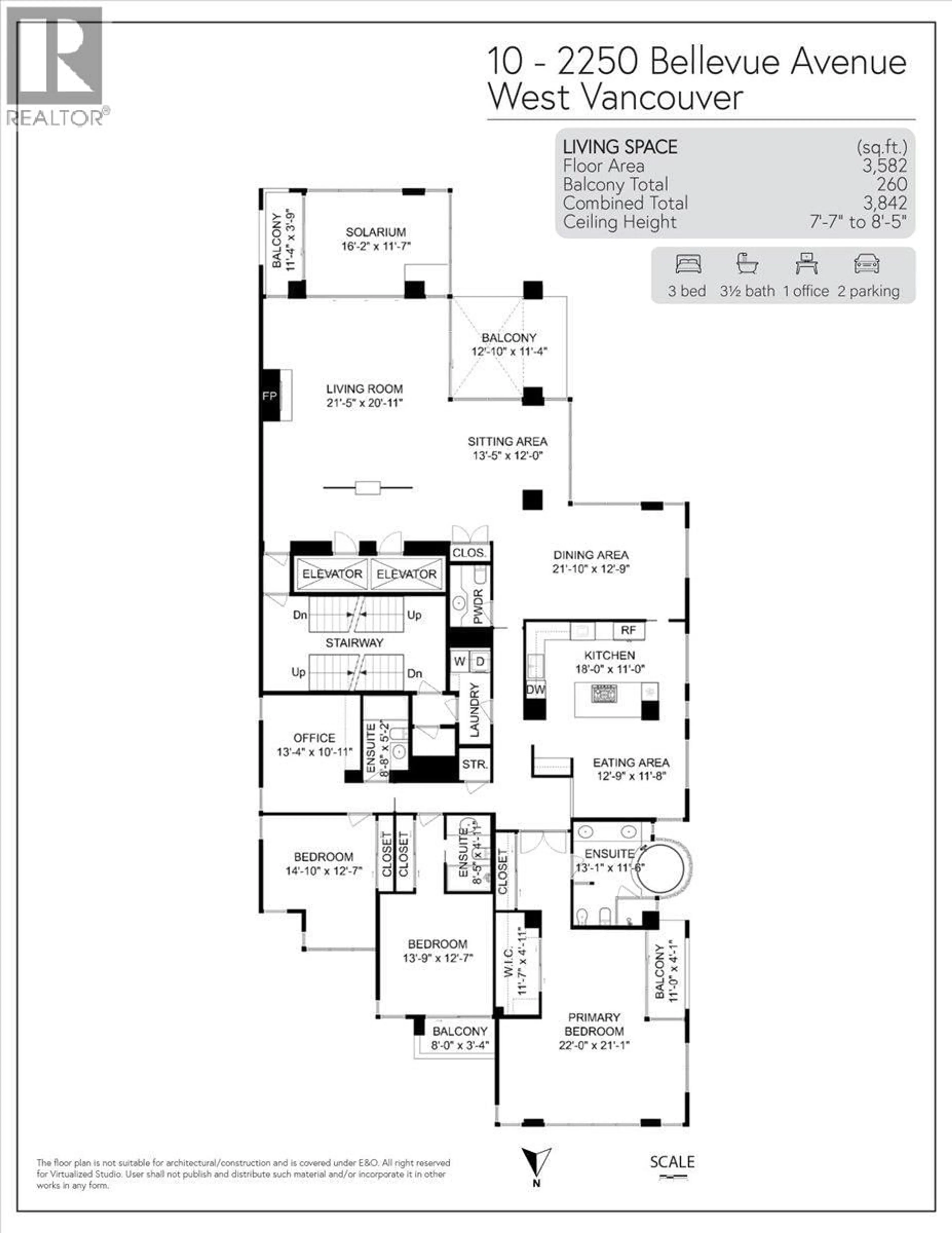 Floor plan for 10 - 2250 BELLEVUE AVENUE, West Vancouver British Columbia V7V1C6