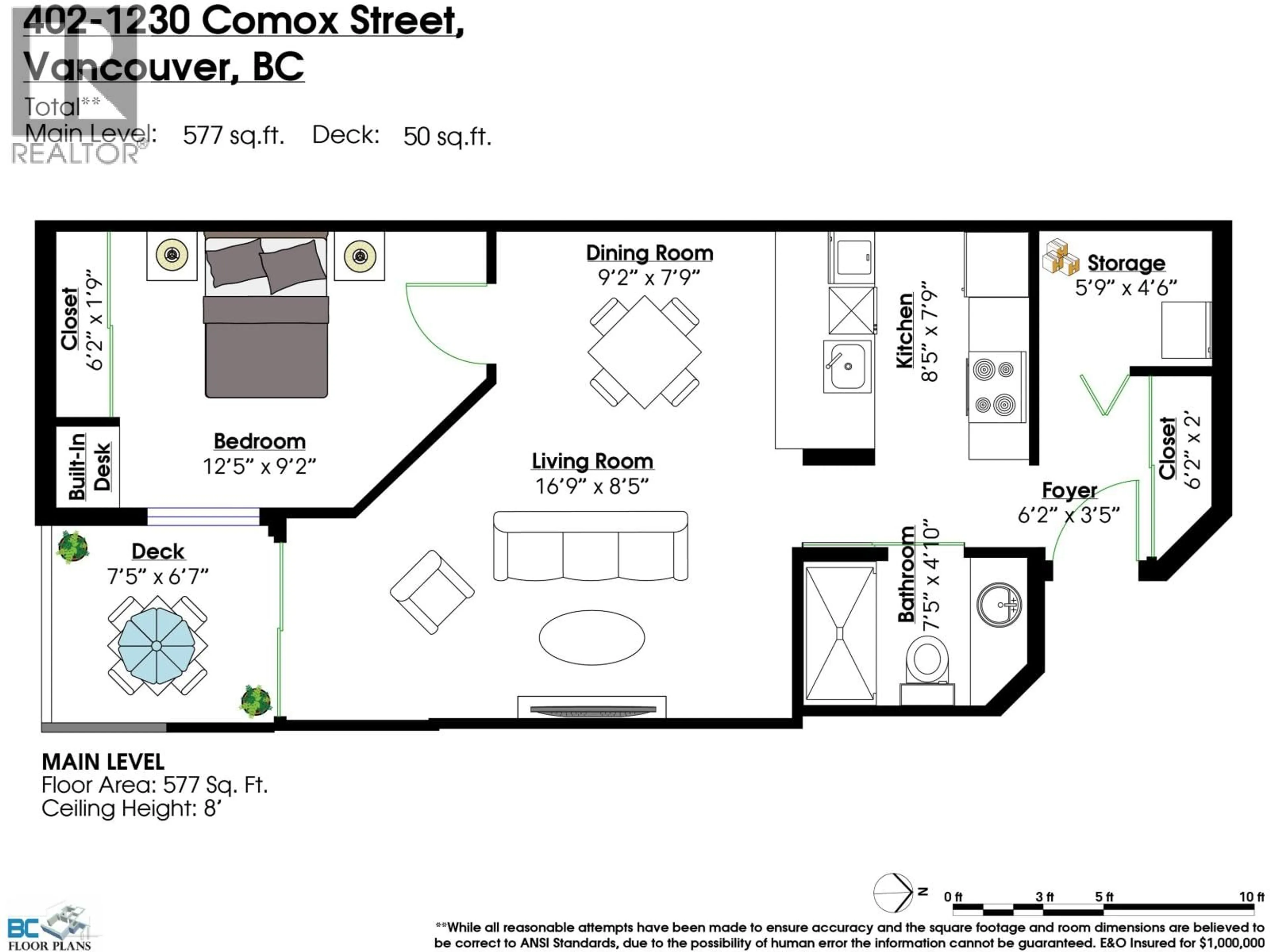 Floor plan for 402 - 1230 COMOX STREET, Vancouver British Columbia V6E1K7