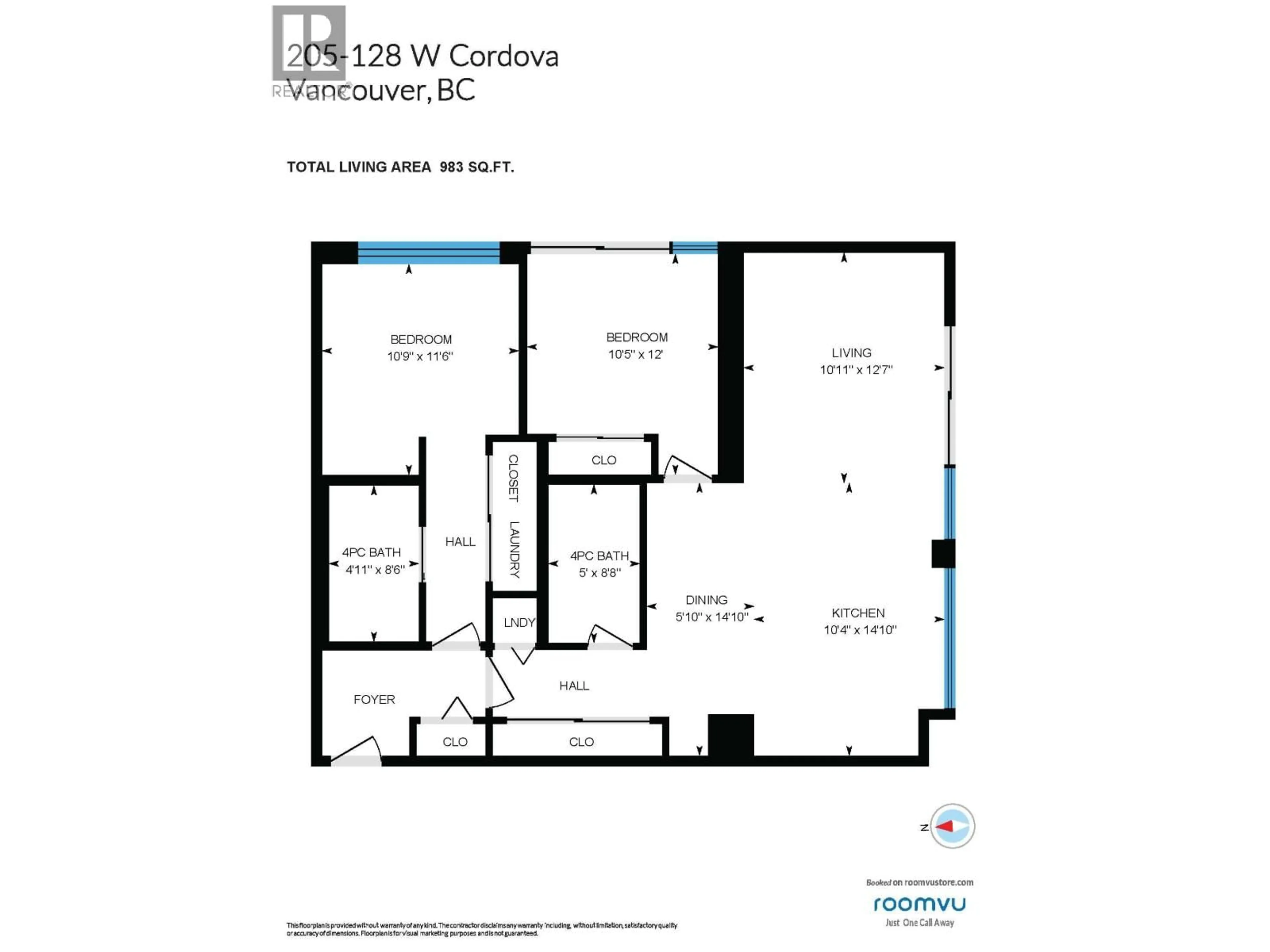 Floor plan for 205 - 128 CORDOVA STREET, Vancouver British Columbia V6B0E6