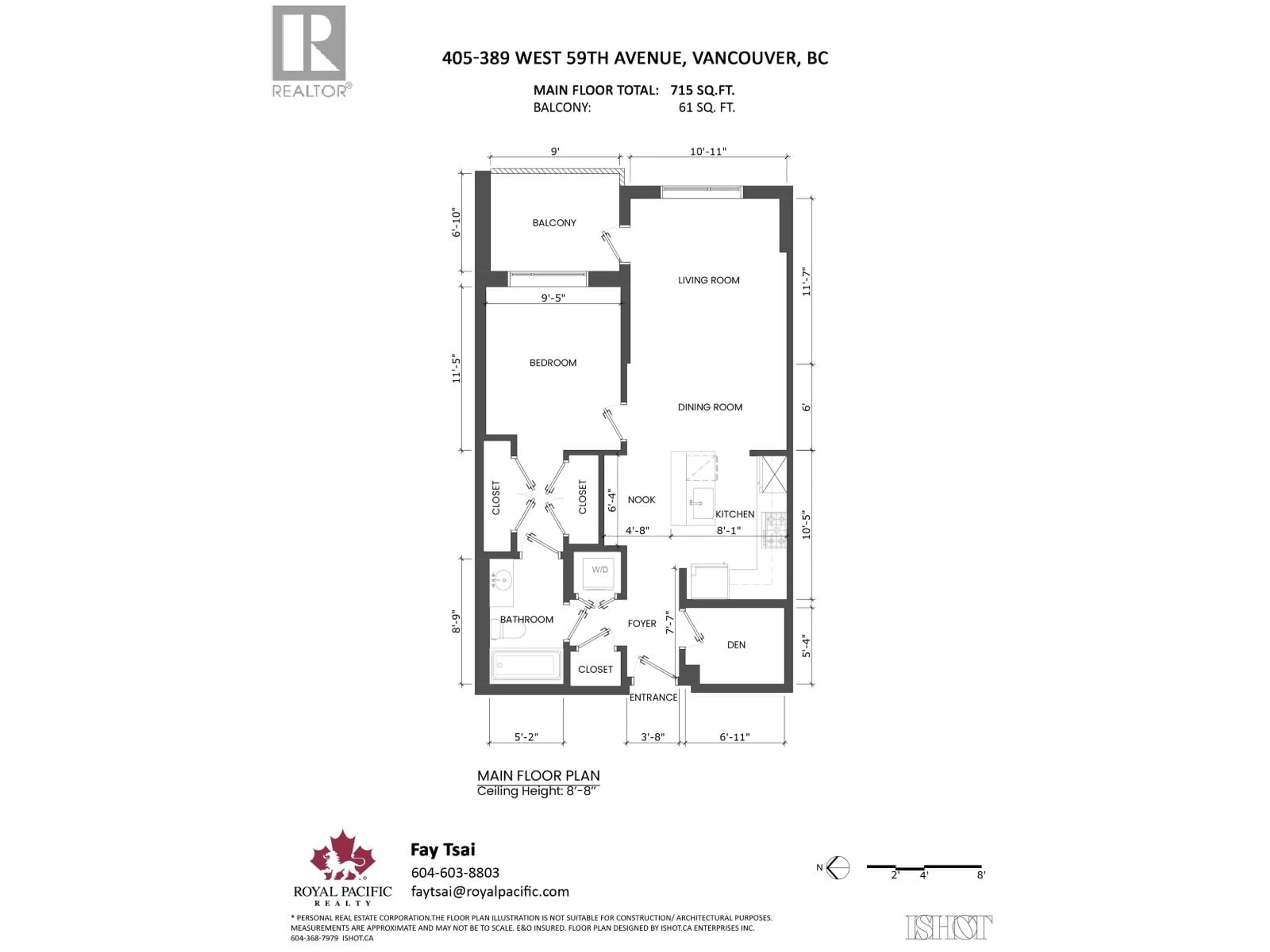 Floor plan for 405 - 389 59TH AVENUE, Vancouver British Columbia V5X0J4