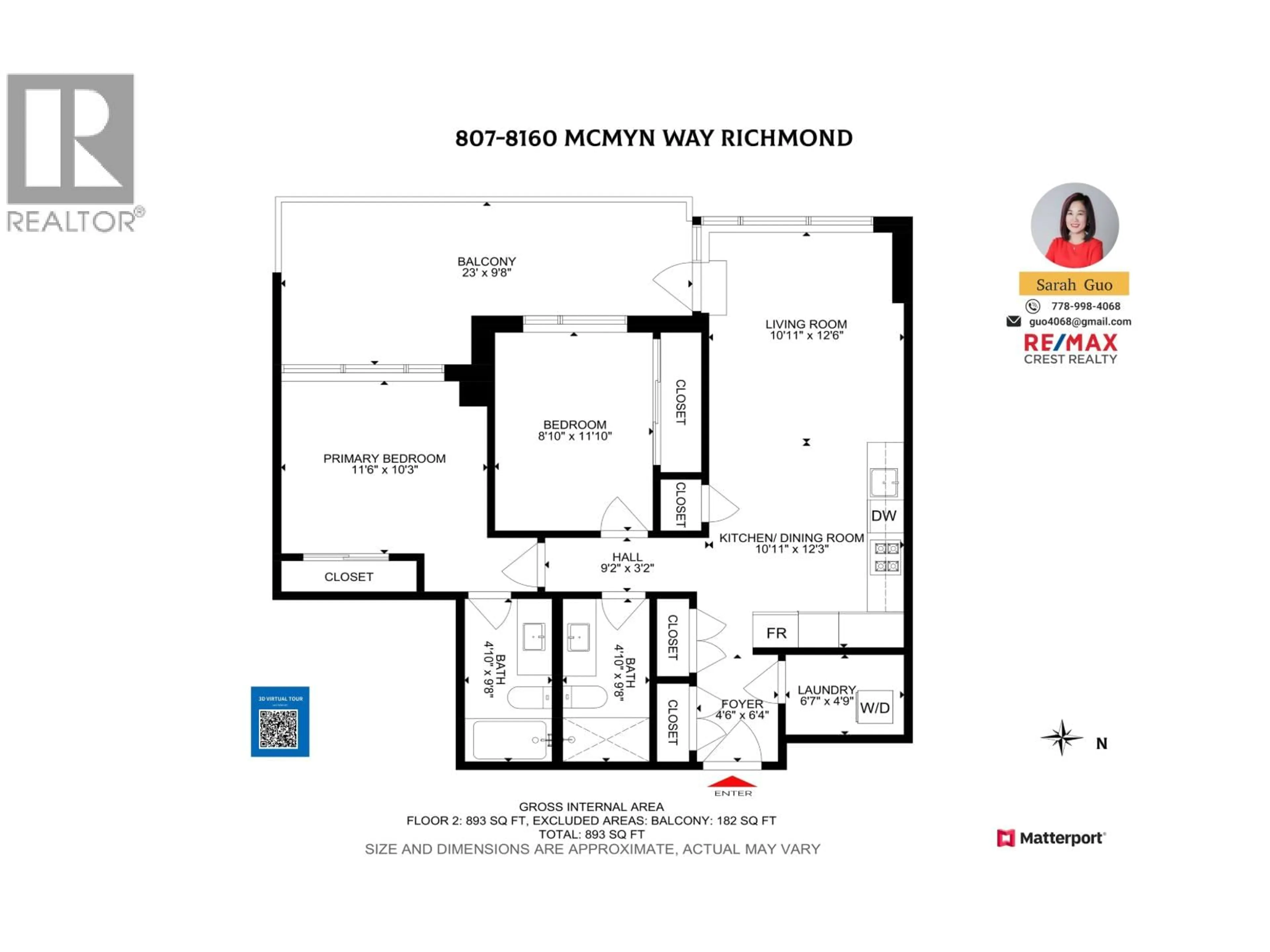 Floor plan for 807 - 8160 MCMYN WAY, Richmond British Columbia V6X0V2