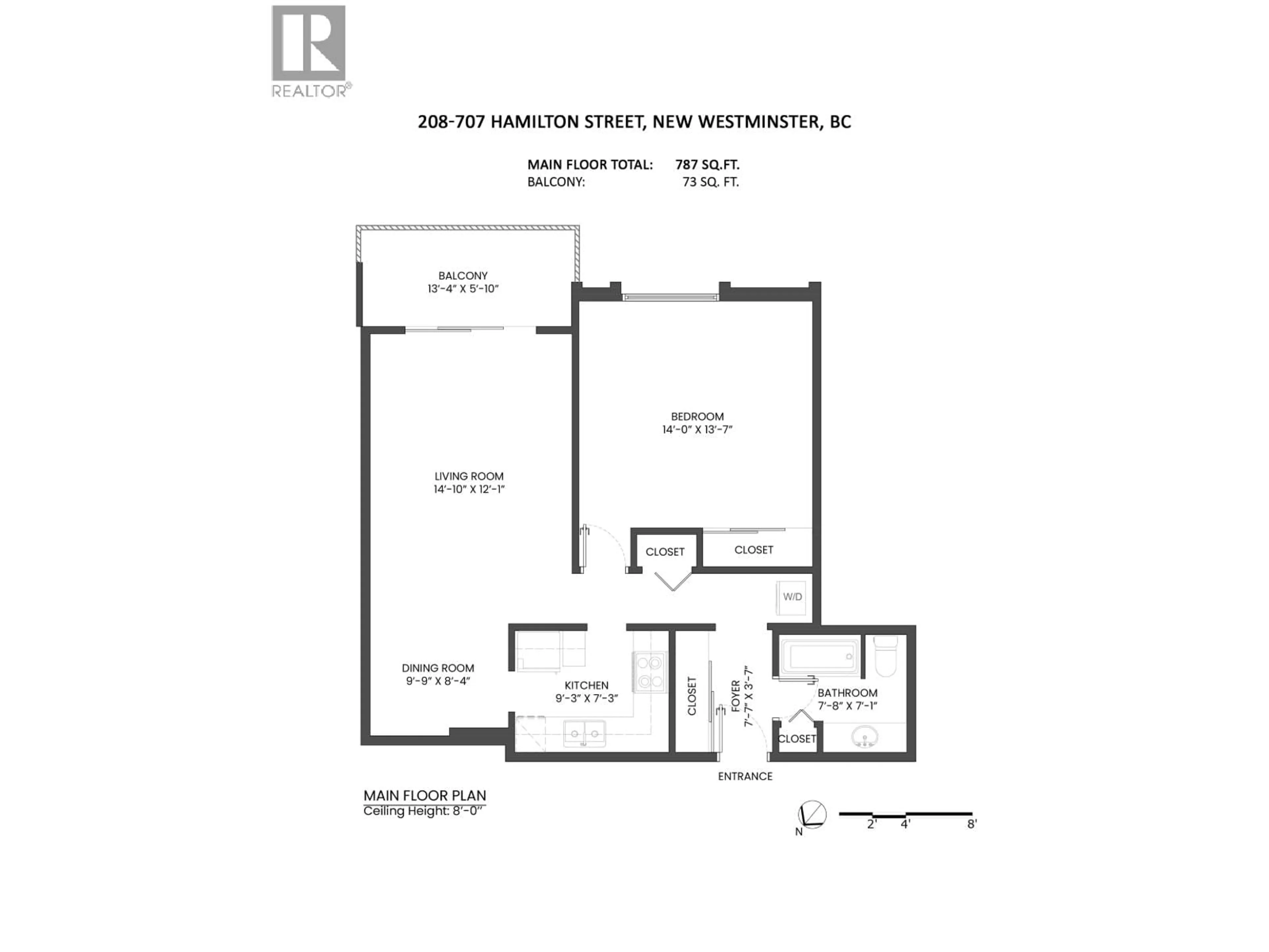 Floor plan for 208 - 707 HAMILTON STREET, New Westminster British Columbia V3M2M7