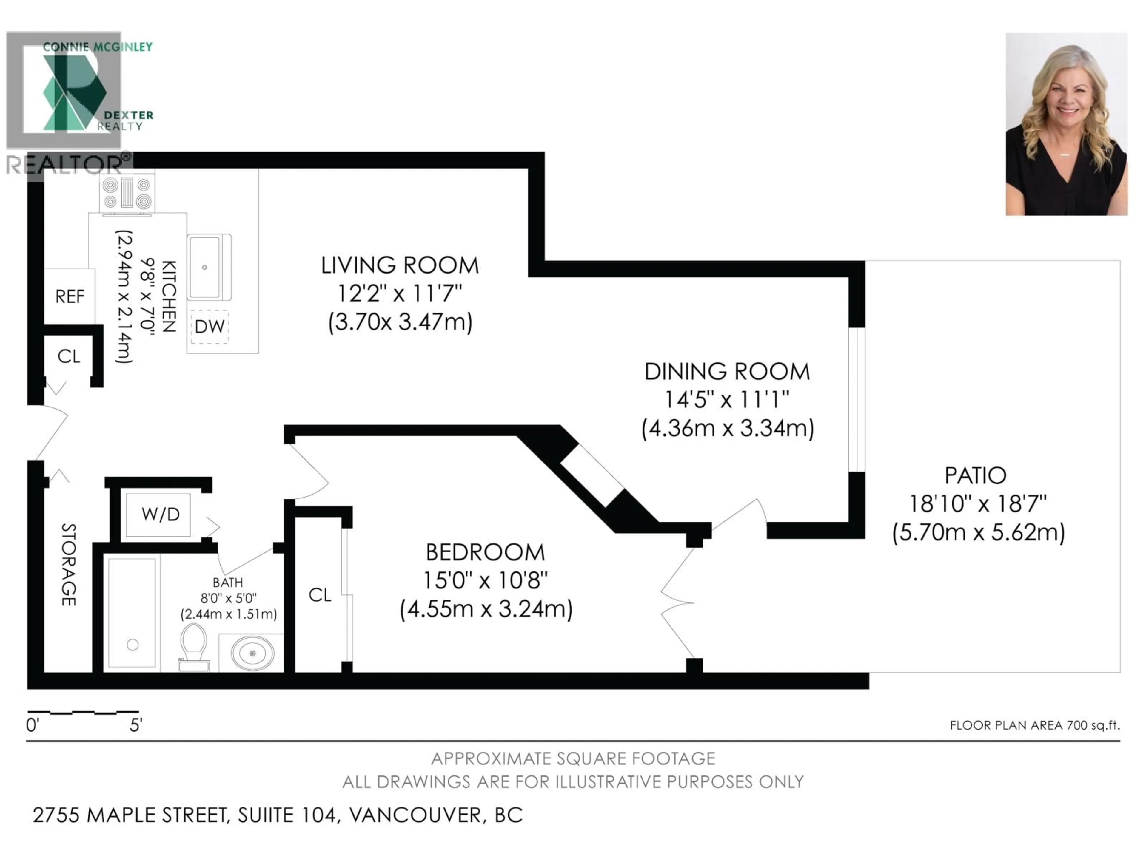 Floor plan for 104 - 2755 MAPLE STREET, Vancouver British Columbia V6J5K1