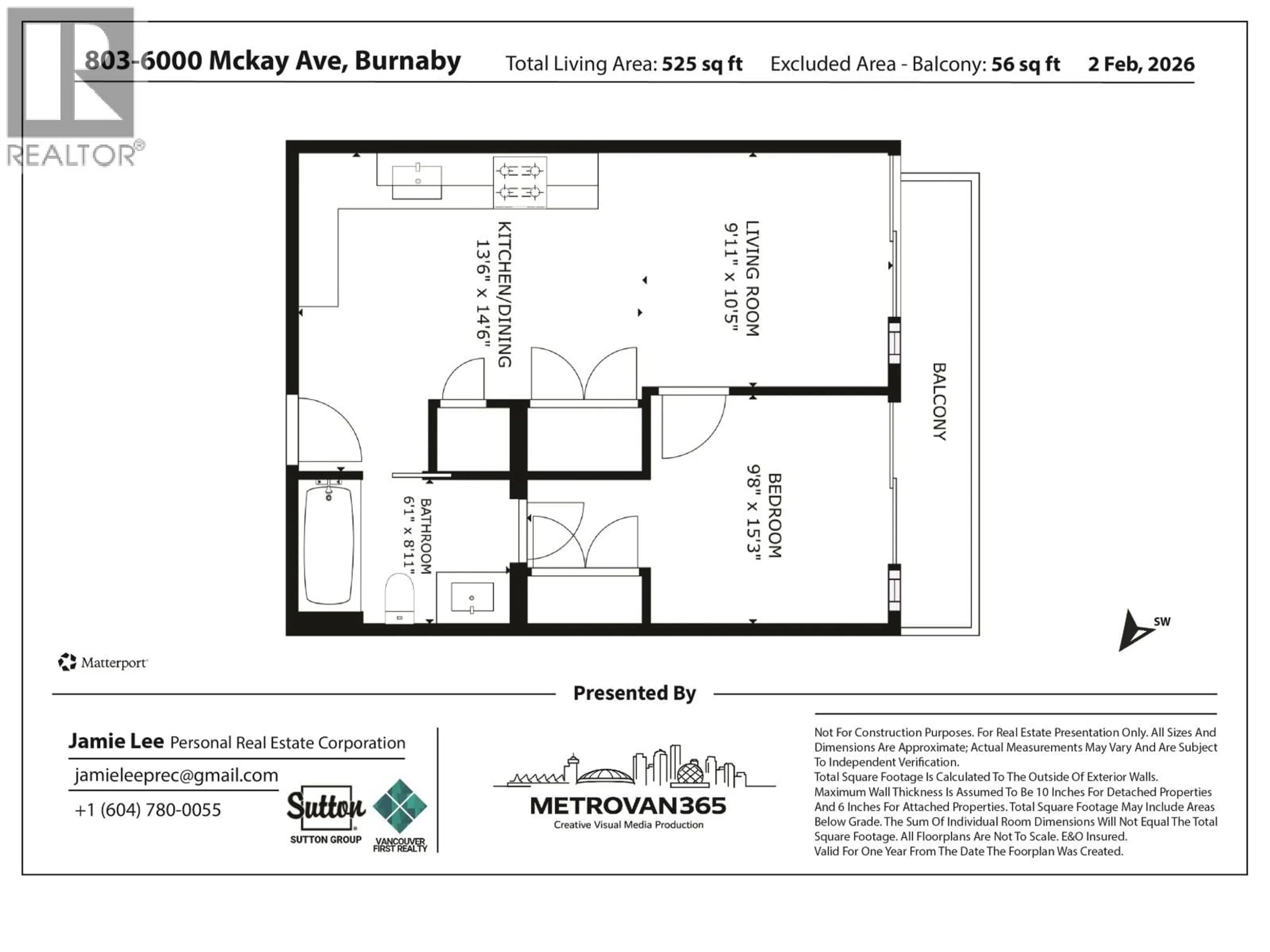 Floor plan for 803 - 6000 MCKAY AVENUE, Burnaby British Columbia V5H0K2