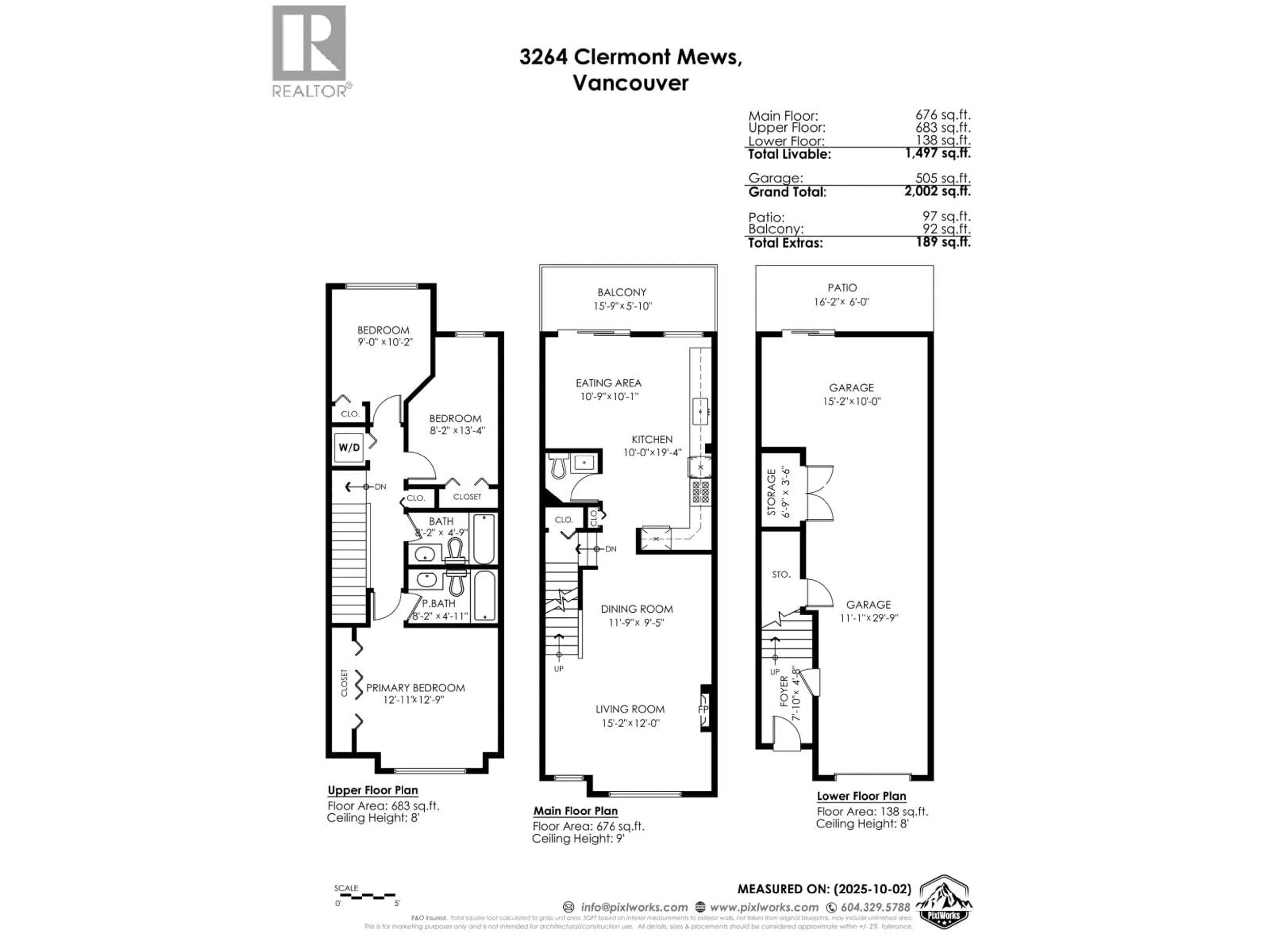 Floor plan for 3264 CLERMONT MEWS, Vancouver British Columbia V5S4X3