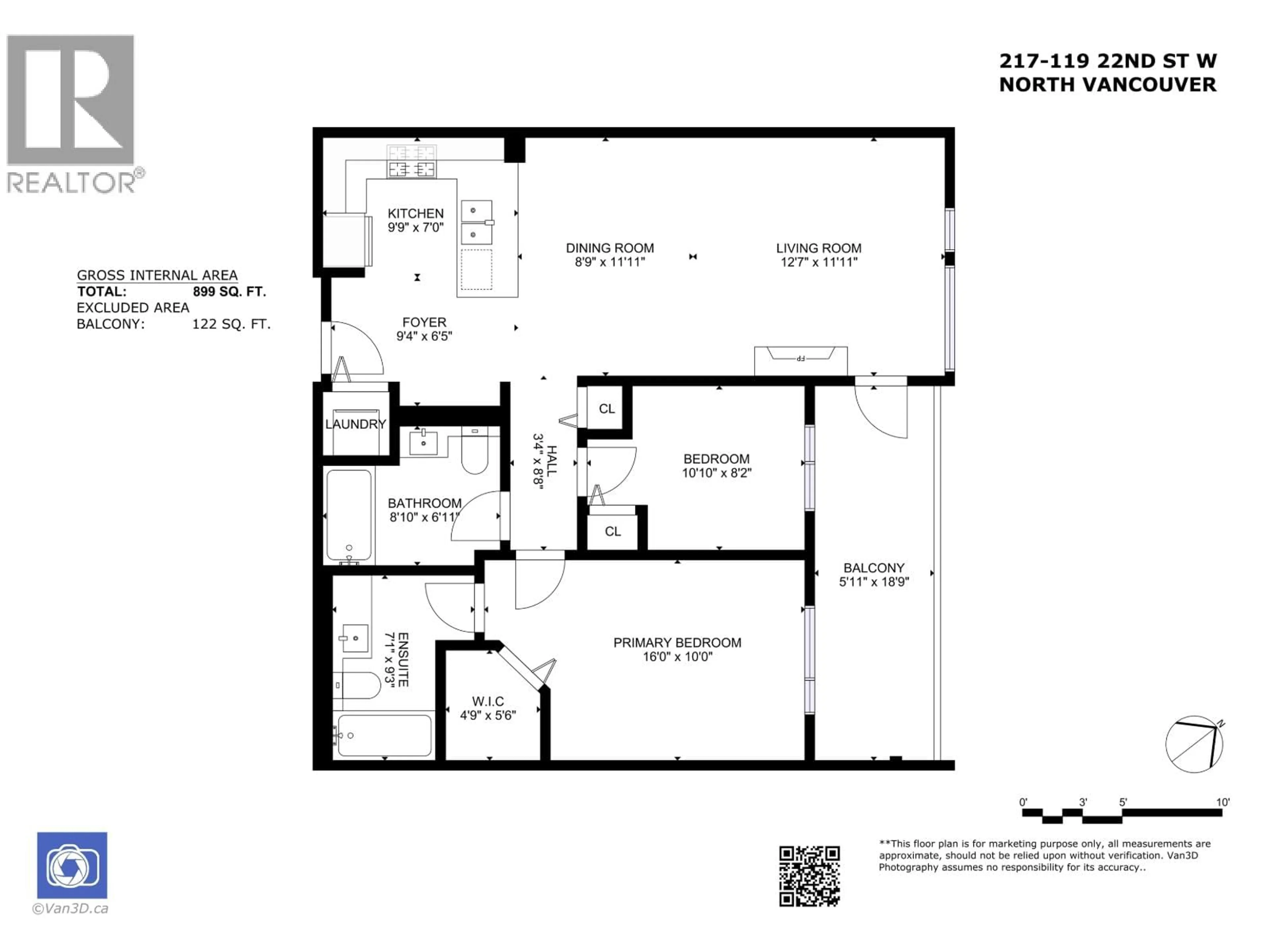 Floor plan for 217 - 119 22ND STREET, North Vancouver British Columbia V7M0B4