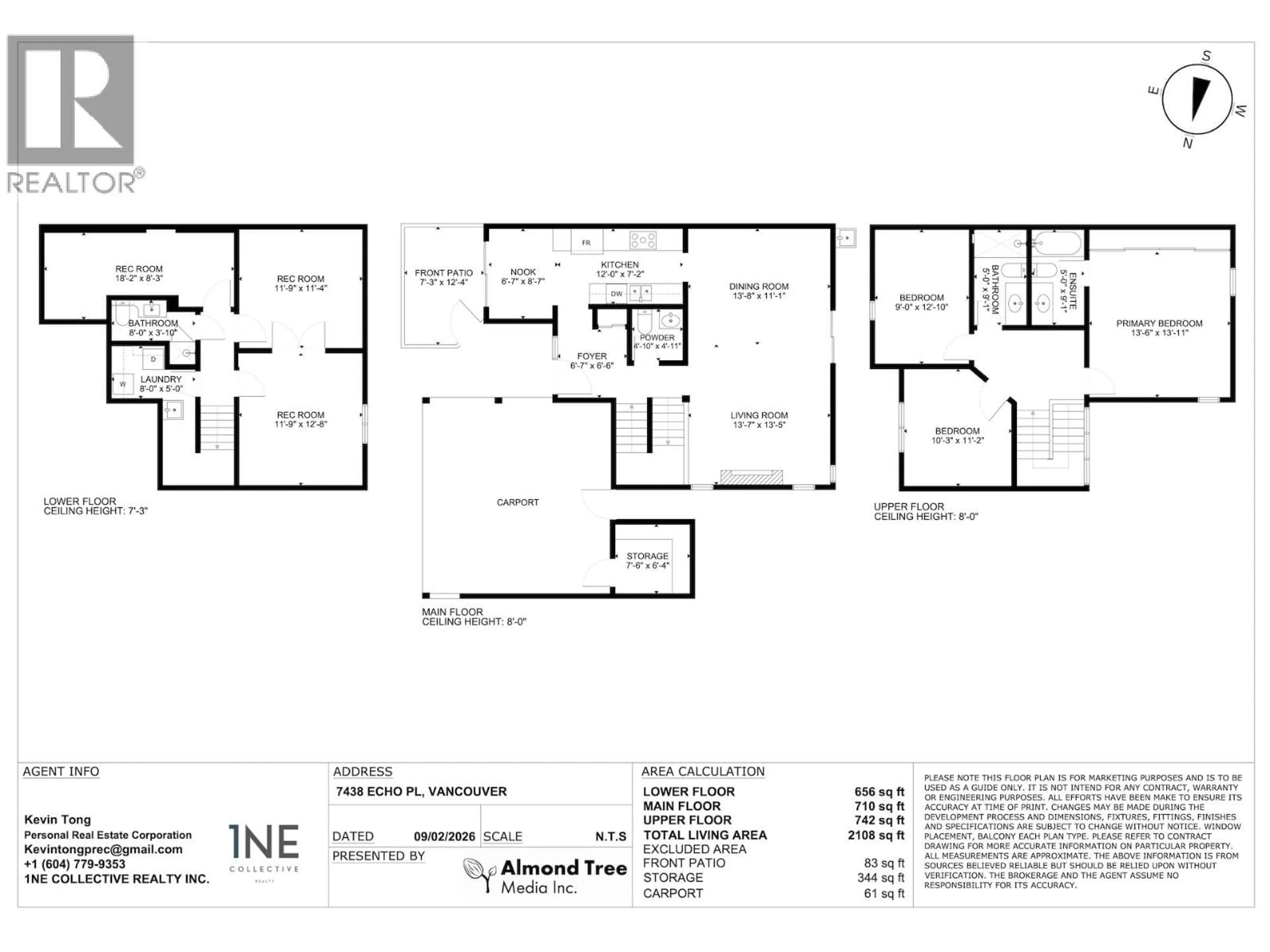 Floor plan for 7438 ECHO PLACE, Vancouver British Columbia V5S3Z2