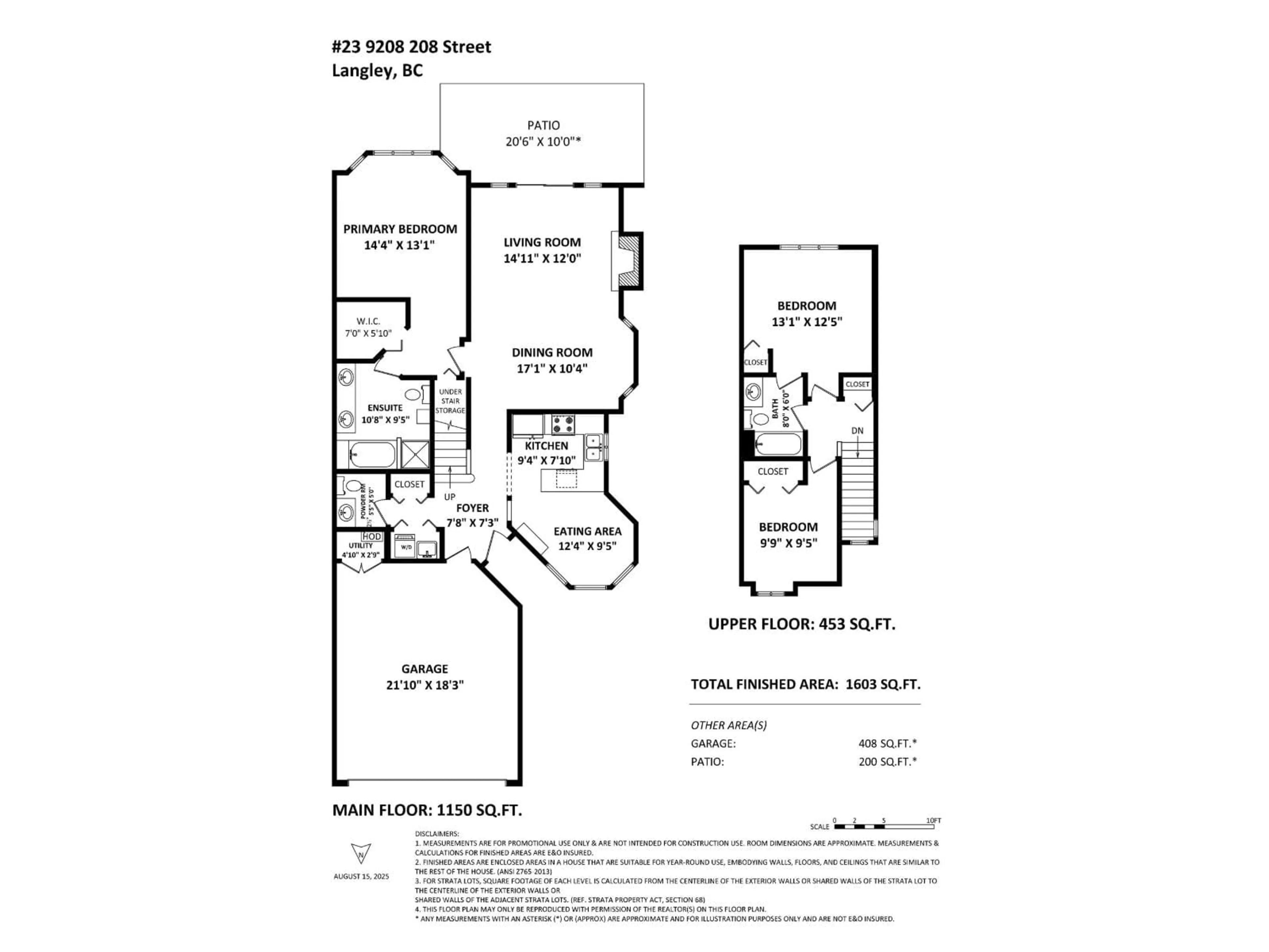 Floor plan for 23 - 9208 208 STREET, Langley British Columbia V1M2M9