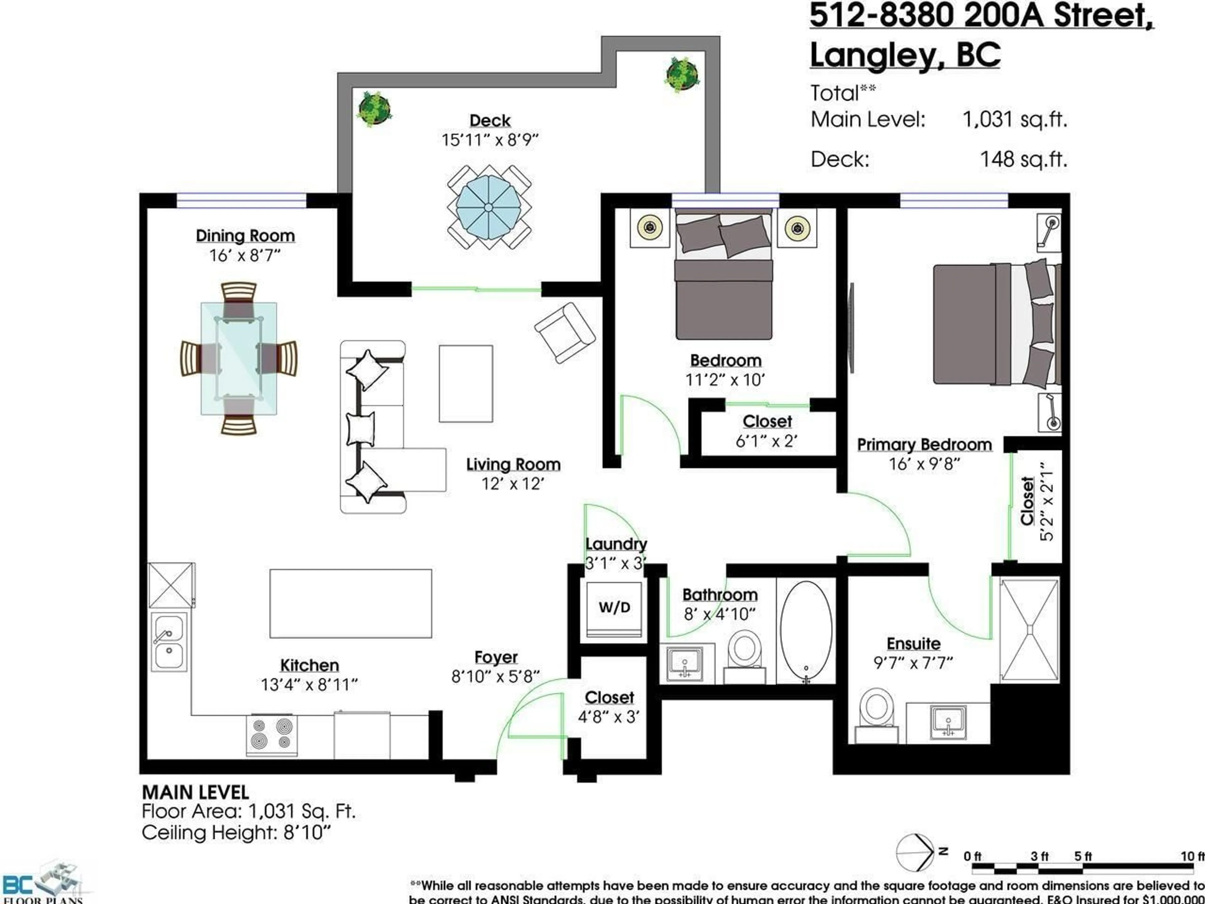 Floor plan for 512 - 8380 200A STREET, Langley British Columbia V2Y3S5
