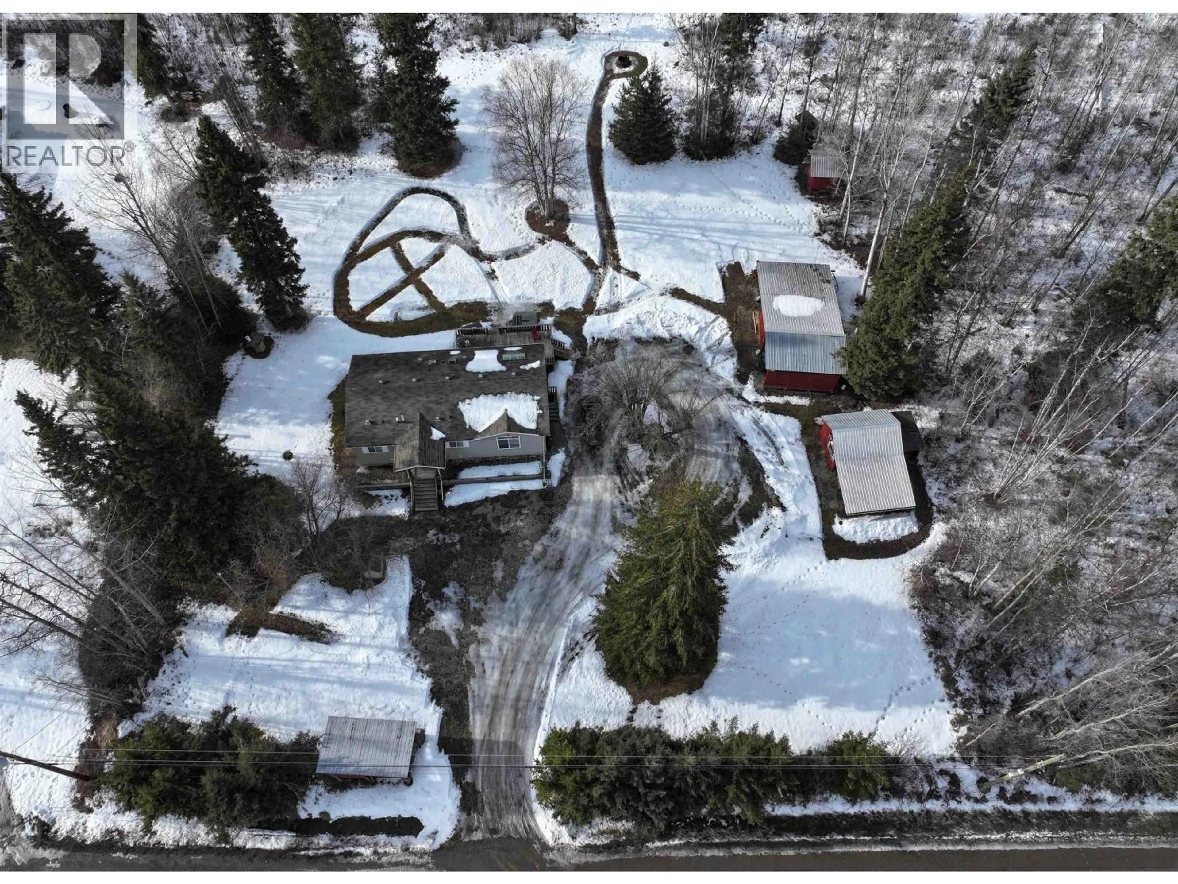 A pic from outside/outdoor area/front of a property/back of a property/a pic from drone, street for 1094 KUPFERSCHMIDT ROAD, Quesnel British Columbia V2J6G9