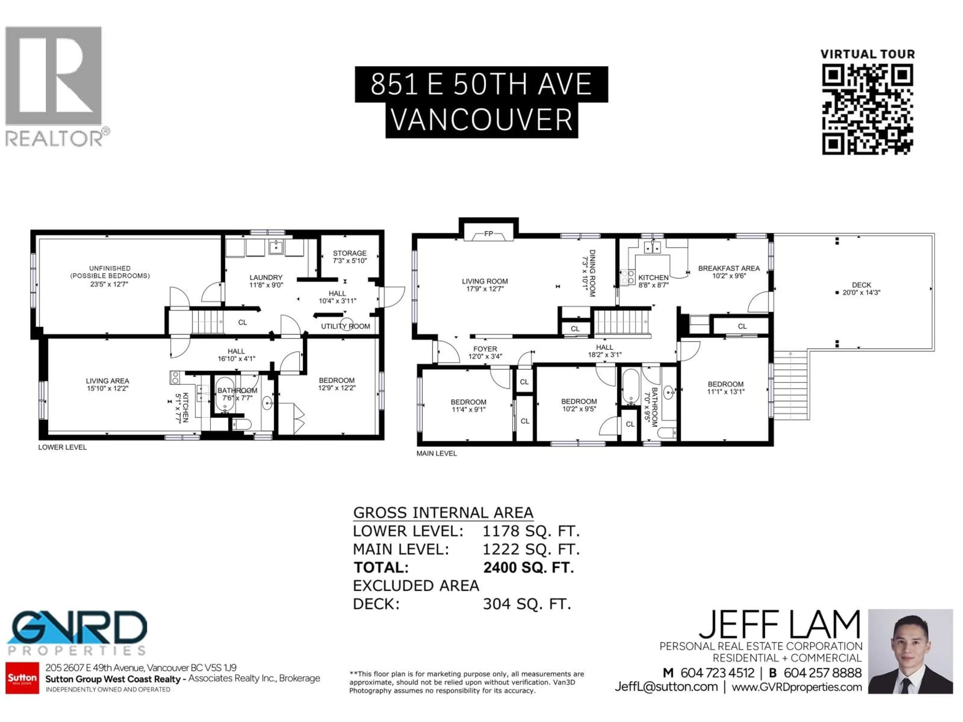 Floor plan for 851 50TH AVENUE, Vancouver British Columbia V5X1B6