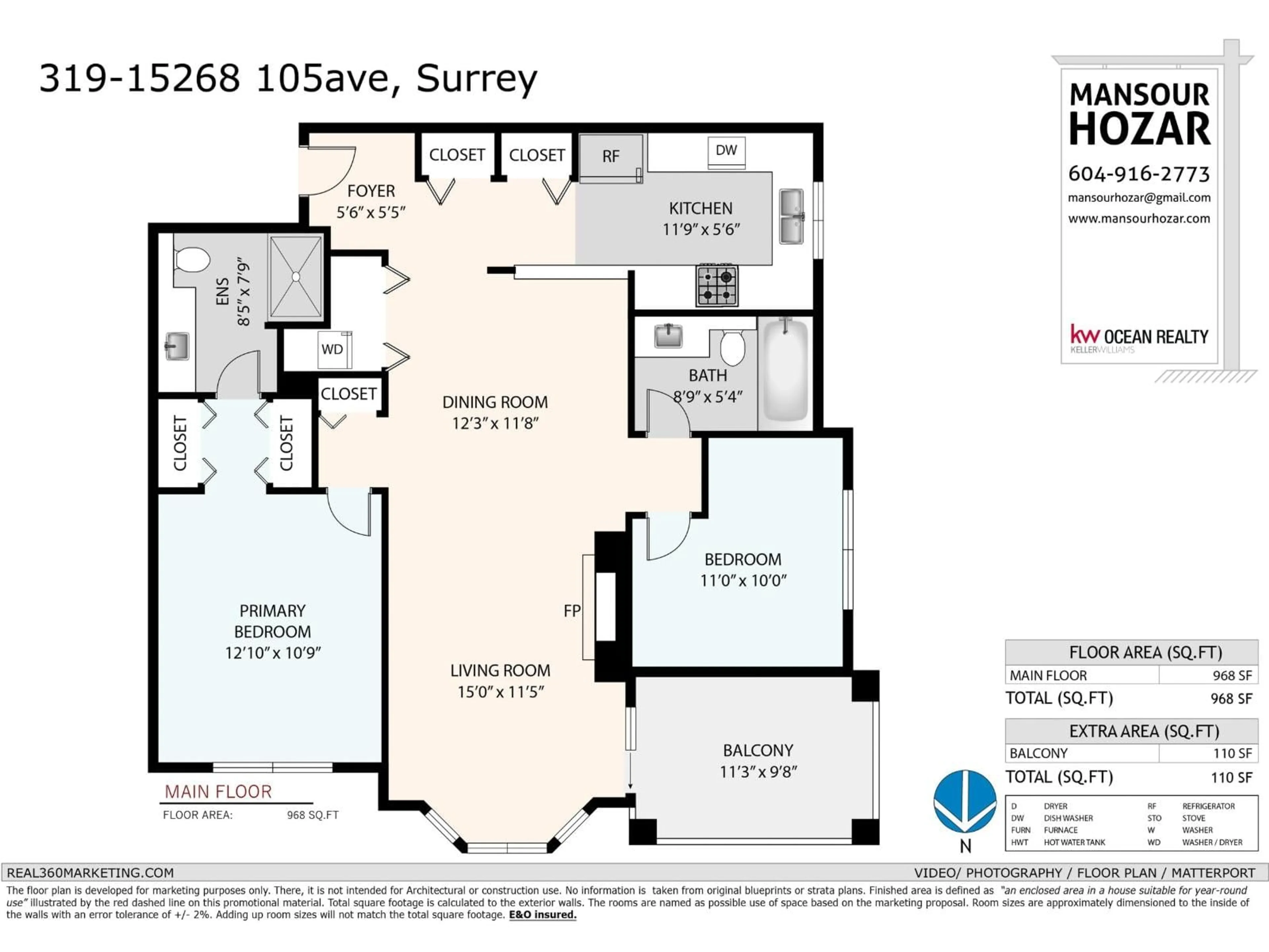 Floor plan for 319 - 15268 105 AVENUE, Surrey British Columbia V3R0W8