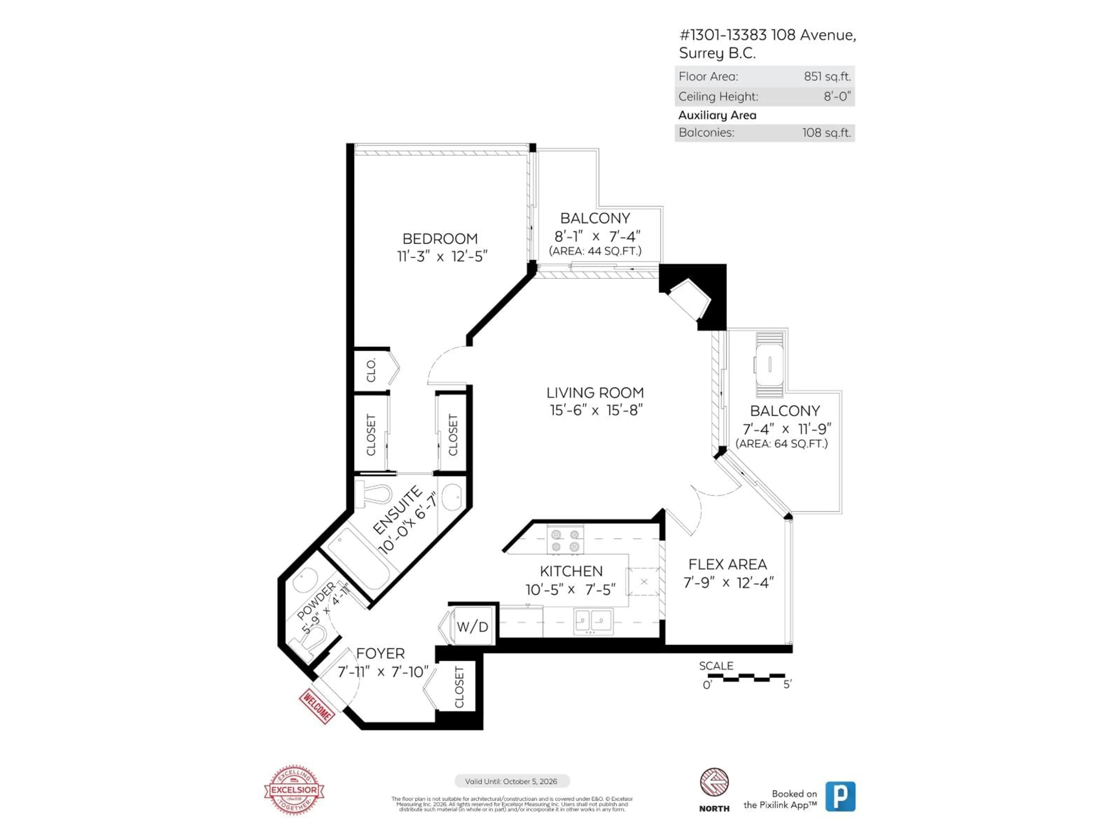 Floor plan for 1301 - 13383 108 AVENUE, Surrey British Columbia V3T5T6
