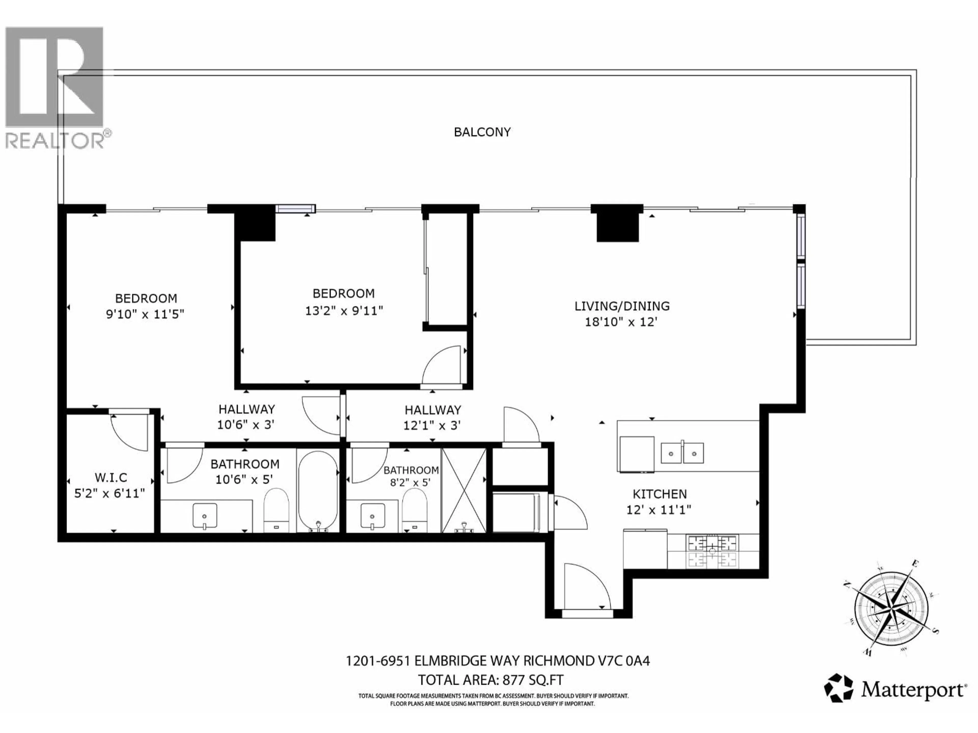 Floor plan for 1201 - 6951 ELMBRIDGE WAY, Richmond British Columbia V7C0A4