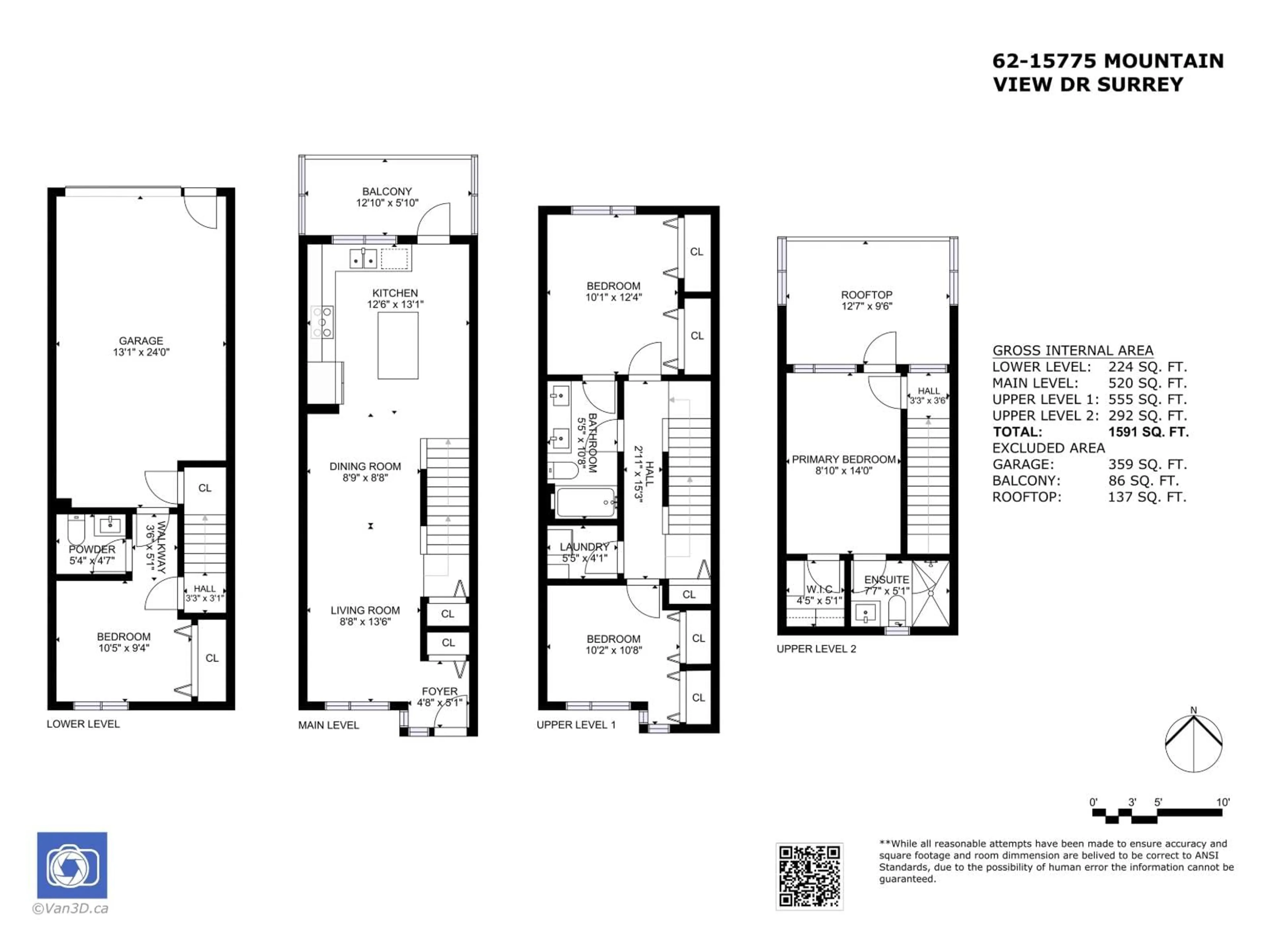 Floor plan for 62 - 15775 MOUNTAIN VIEW DRIVE, Surrey British Columbia V3Z0W7