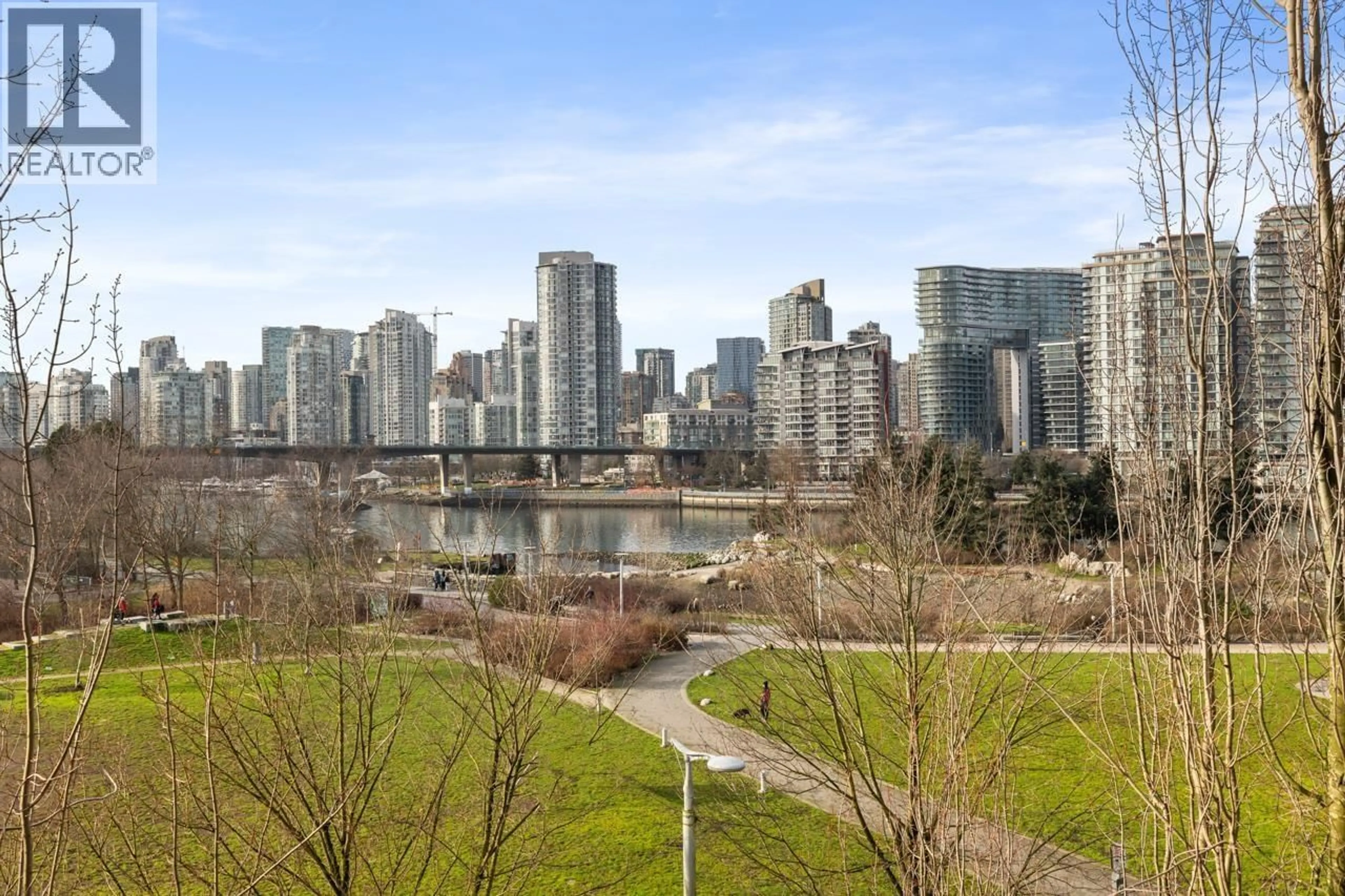 Patio, city buildings view from balcony for 406 - 1616 COLUMBIA STREET, Vancouver British Columbia V5Y0B7