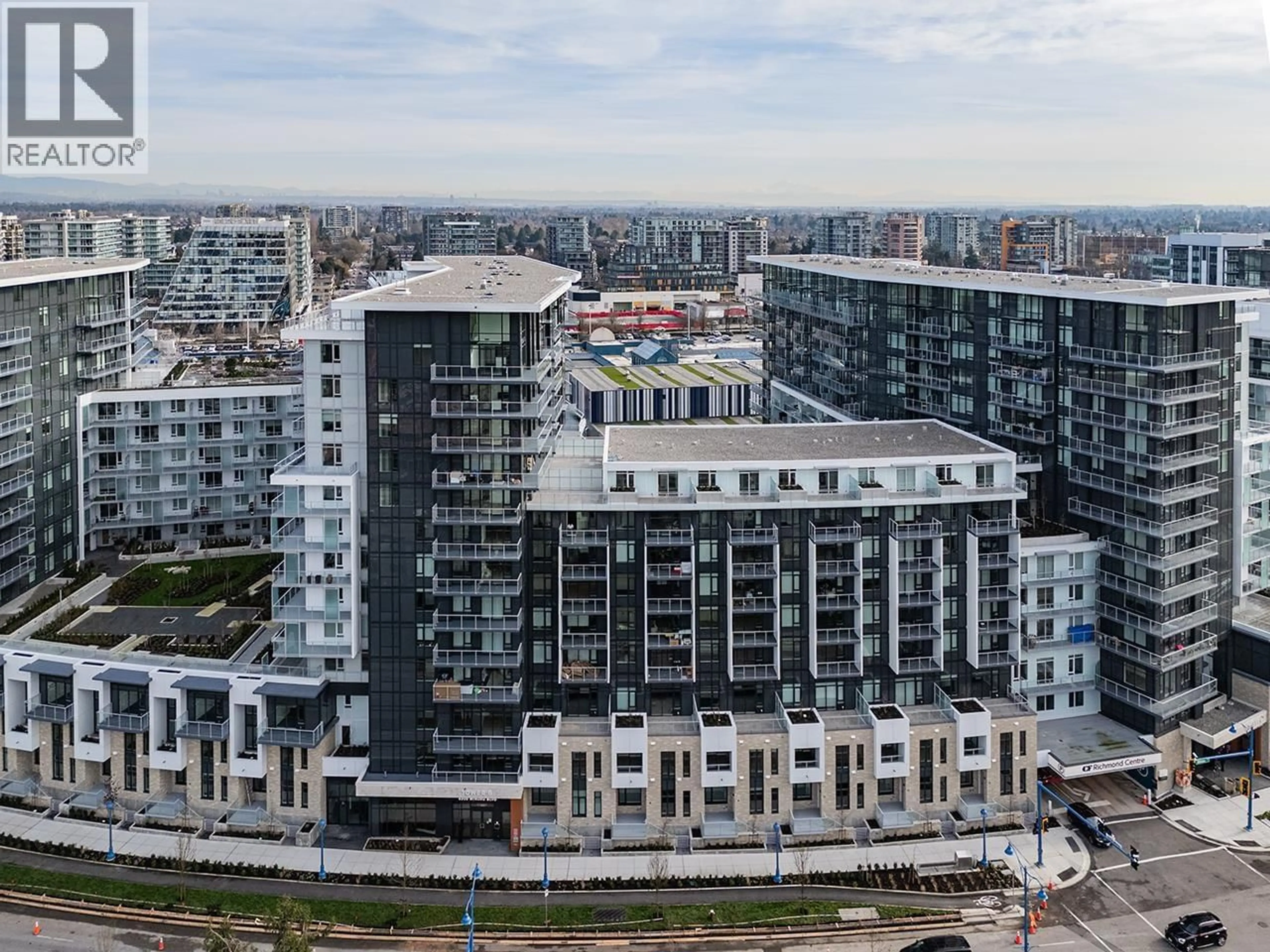 A pic from outside/outdoor area/front of a property/back of a property/a pic from drone, city buildings view from balcony for 828 - 6300 MINORU BOULEVARD, Richmond British Columbia V6Y0N1