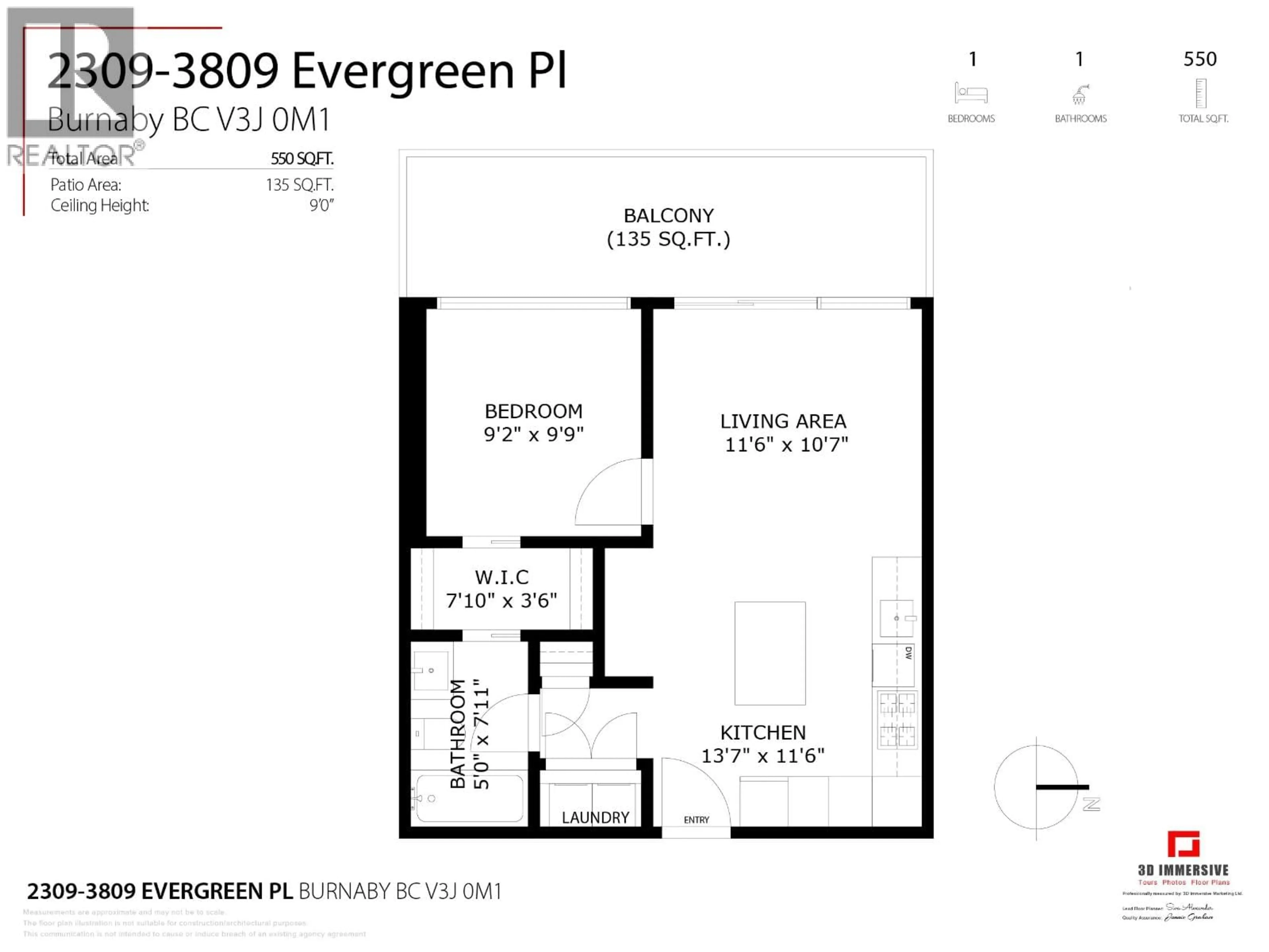 Floor plan for 2309 - 3809 EVERGREEN PLACE, Burnaby British Columbia V3J0M1