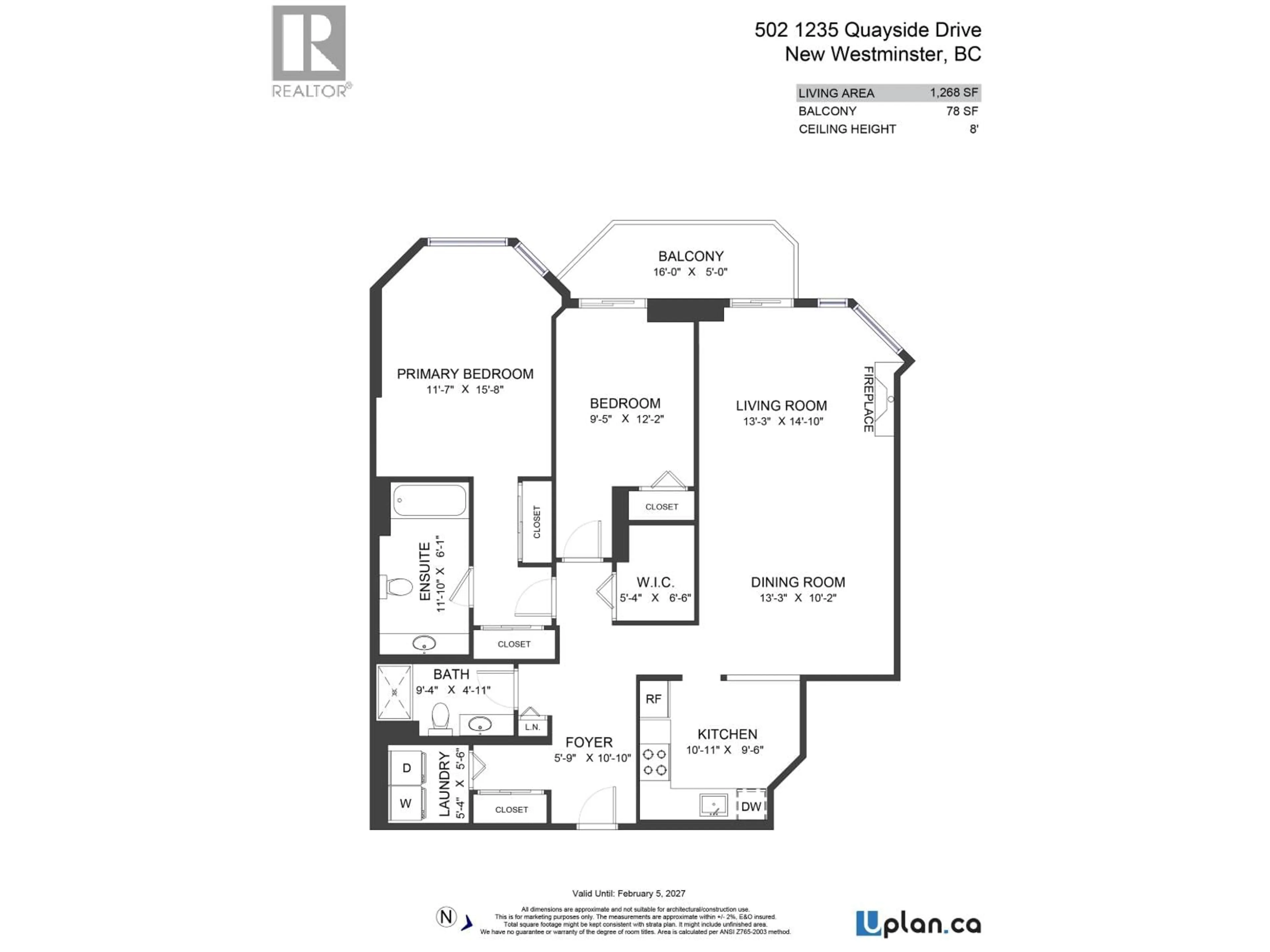 Floor plan for 502 - 1235 QUAYSIDE DRIVE, New Westminster British Columbia V3M6J5
