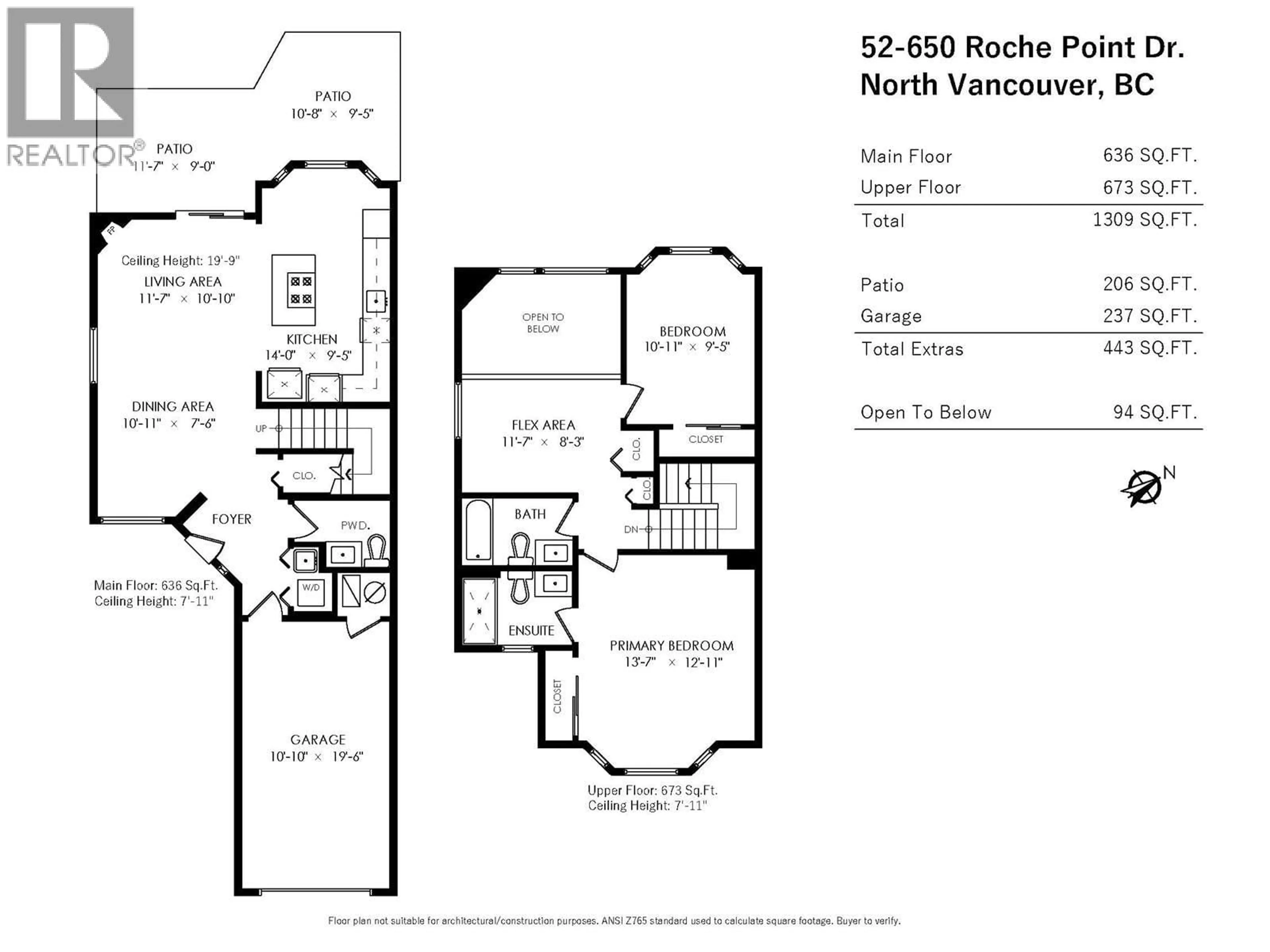 Floor plan for 52 - 650 ROCHE POINT DRIVE, North Vancouver British Columbia V7H2Z5