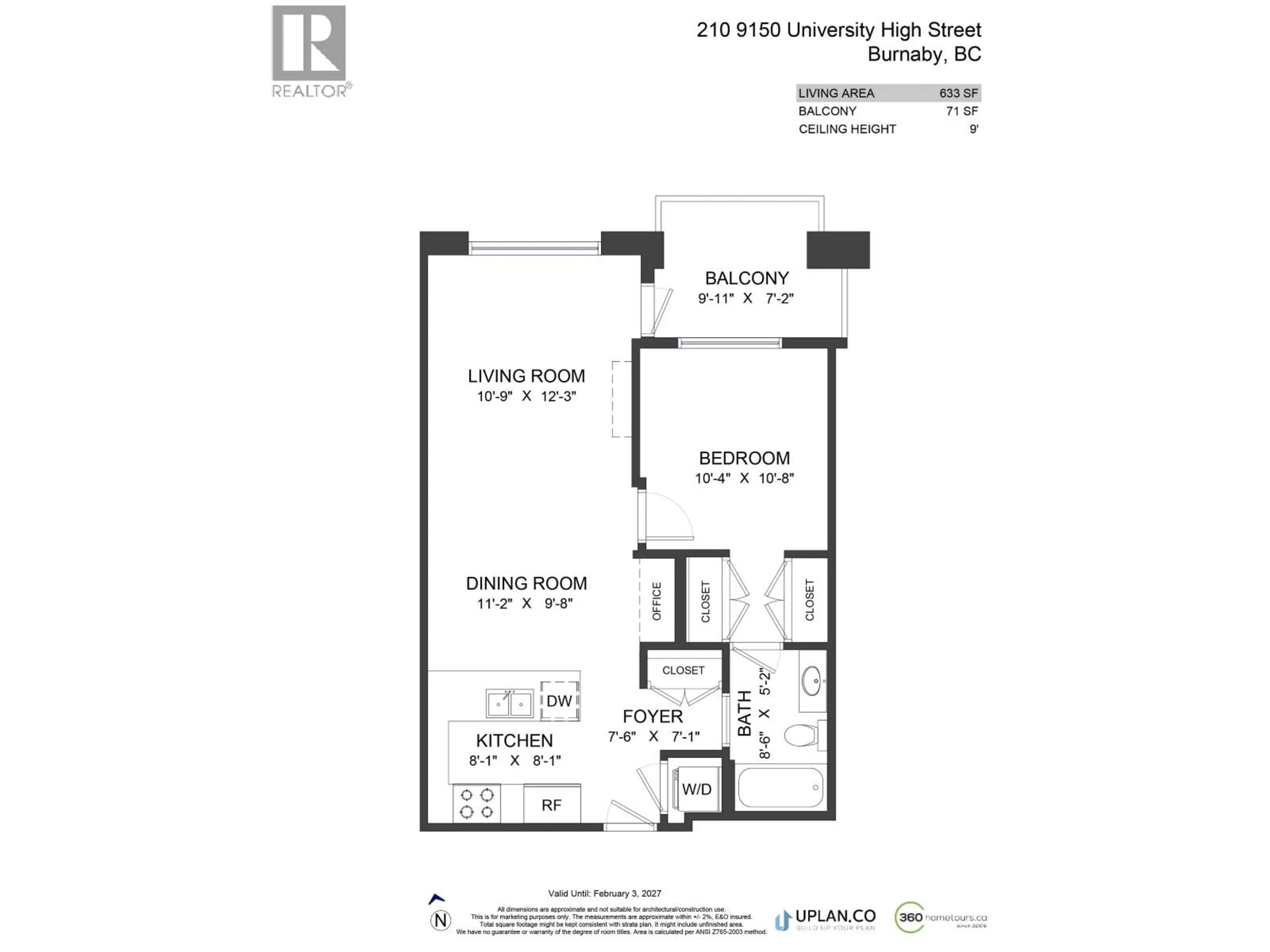 Floor plan for 210 - 9150 UNIVERSITY CRESCENT, Burnaby British Columbia V5A0C5
