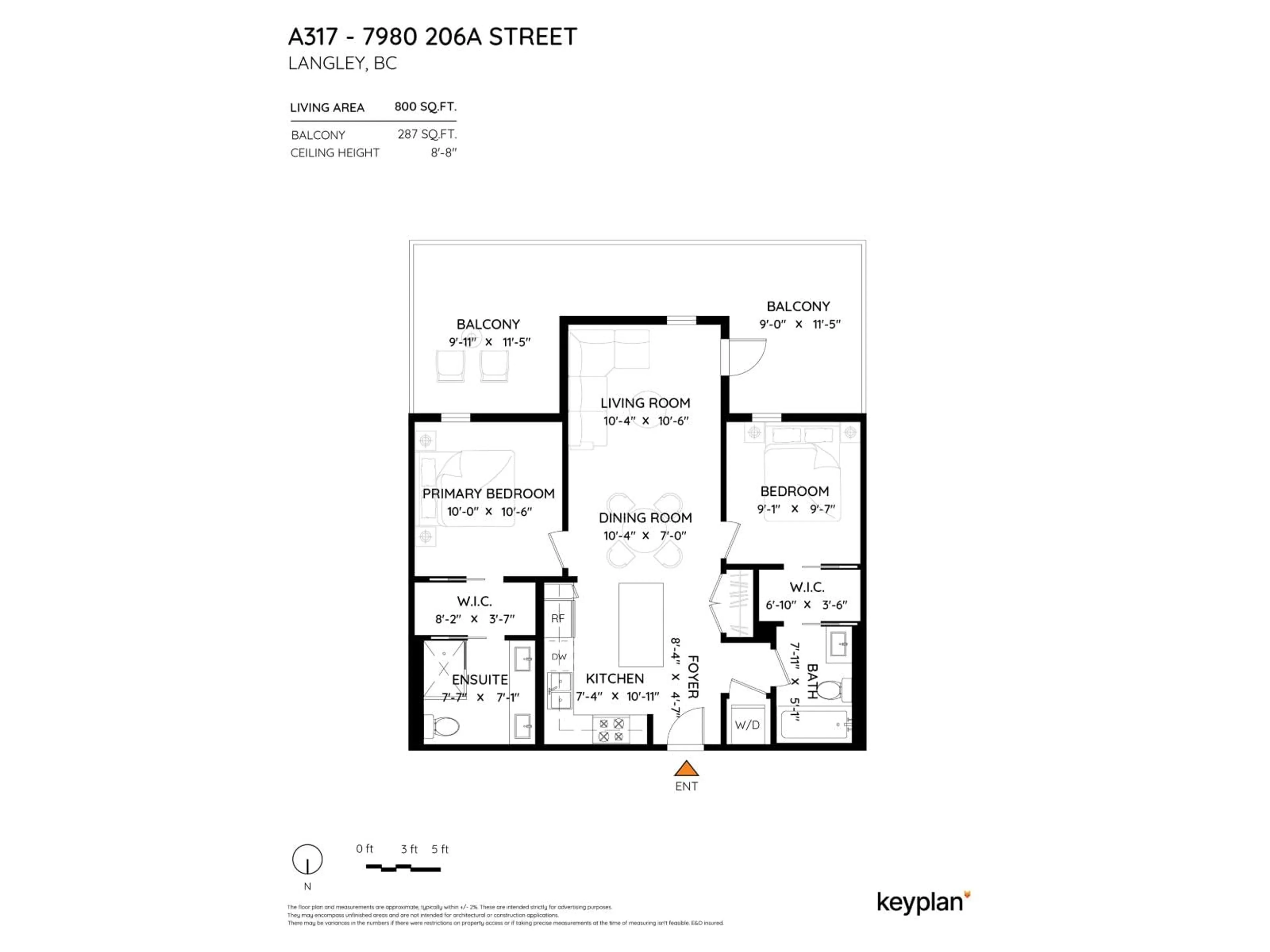Floor plan for A317 - 7980 206A STREET, Langley British Columbia V2Y3Z8