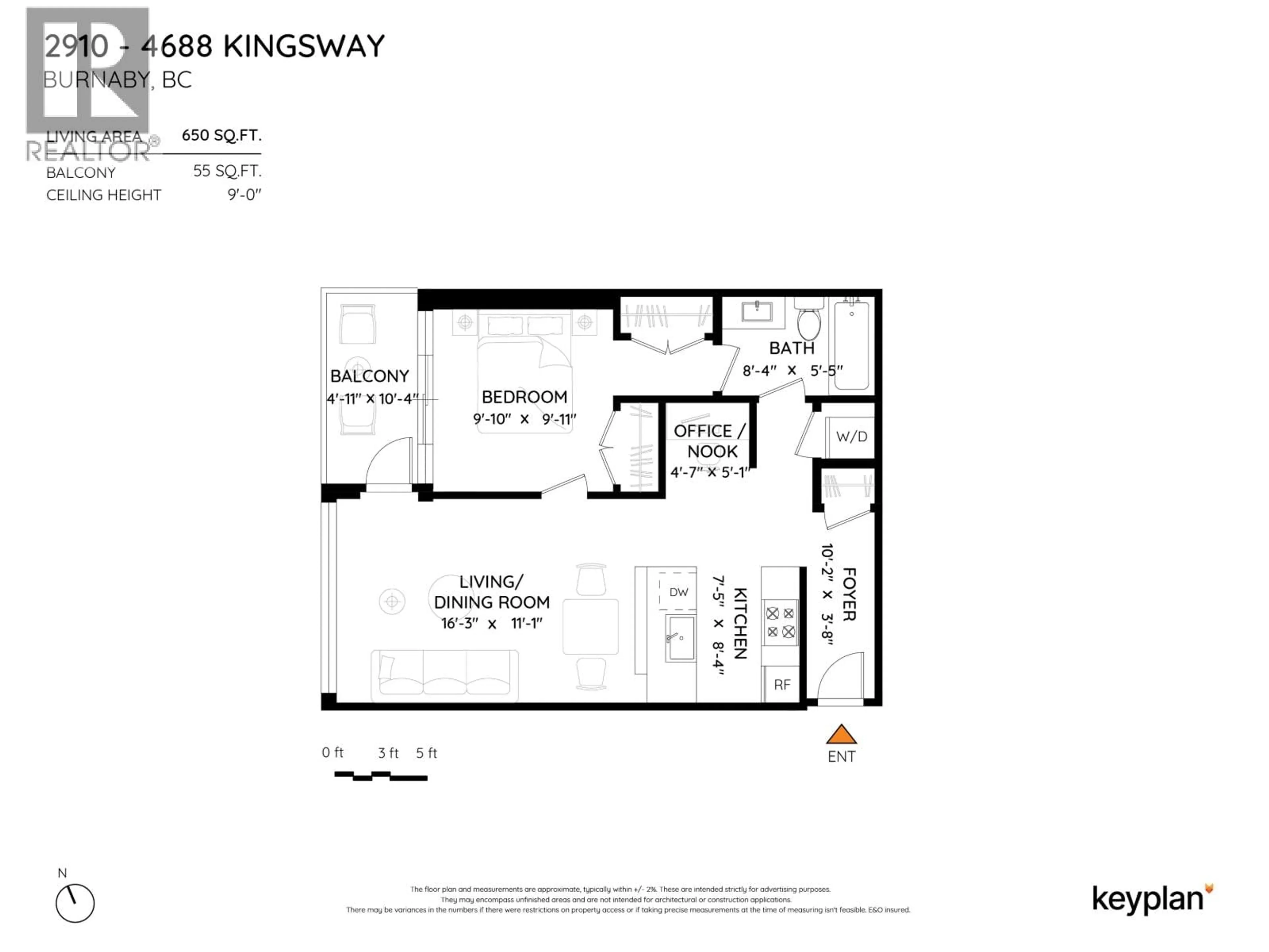 Floor plan for 2910 - 4688 KINGSWAY, Burnaby British Columbia V5H0E9