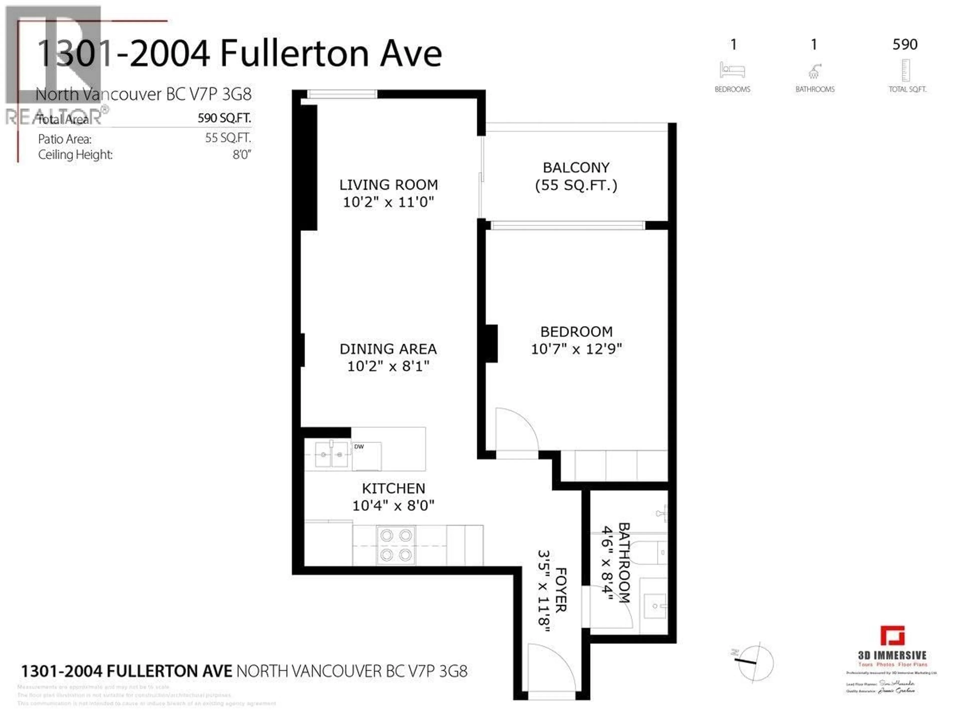 Floor plan for 1301 - 2004 FULLERTON AVENUE, North Vancouver British Columbia V7P3G8