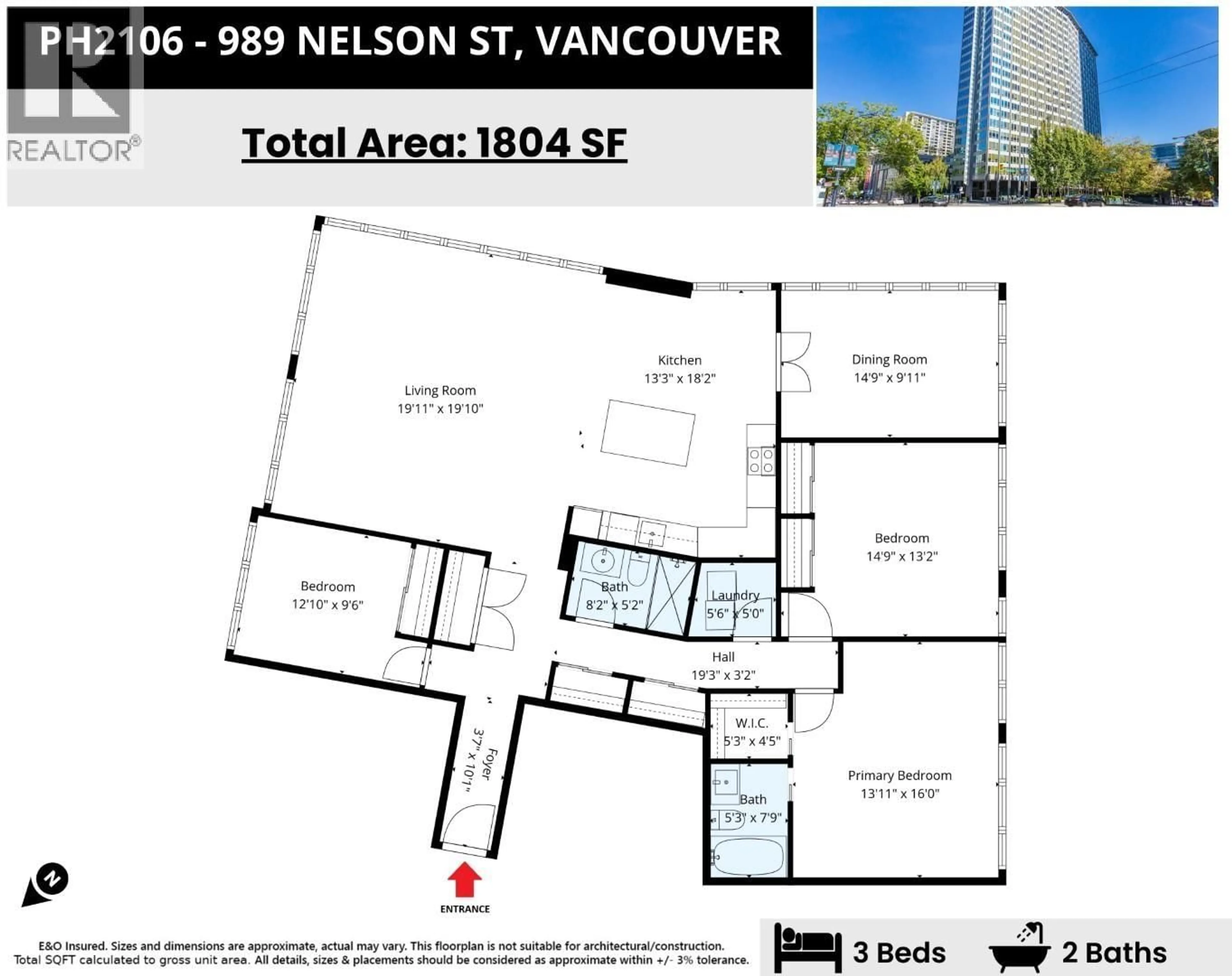 Floor plan for 2106 - 989 NELSON STREET, Vancouver British Columbia V6Z2S1