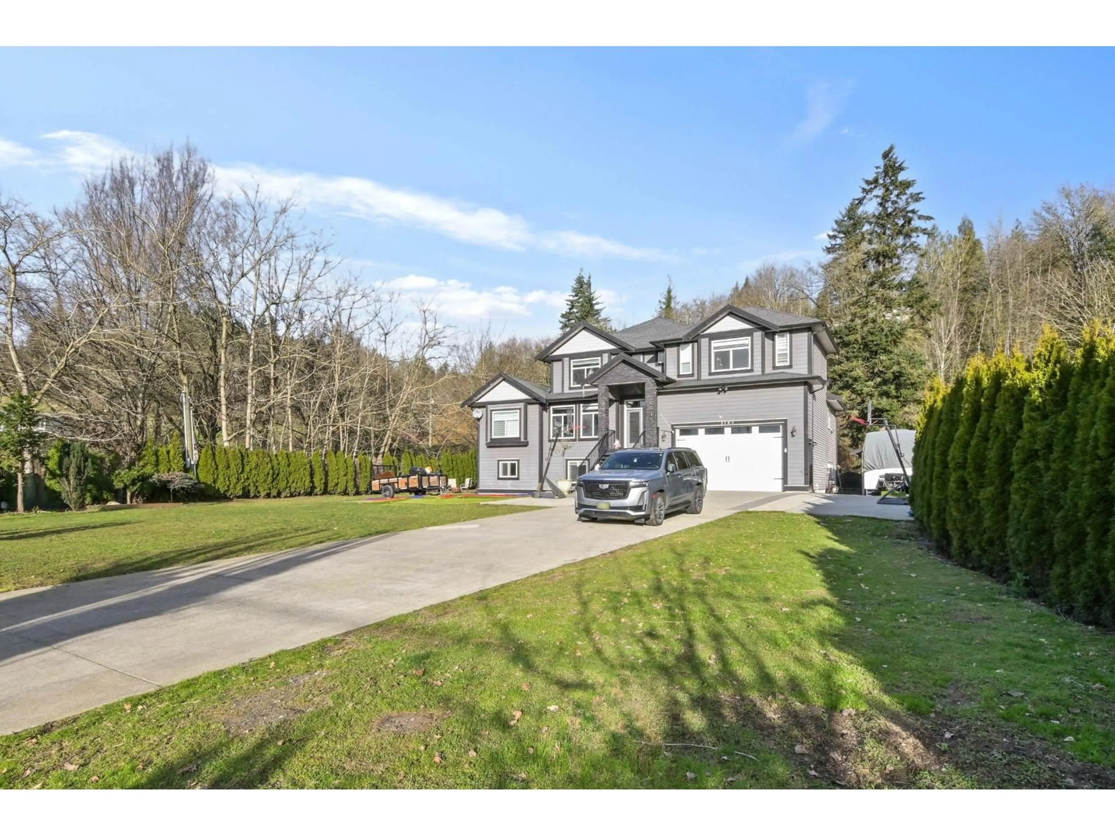 A pic from outside/outdoor area/front of a property/back of a property/a pic from drone, street for 3143 ELDRIDGE ROAD, Abbotsford British Columbia V3G2H4