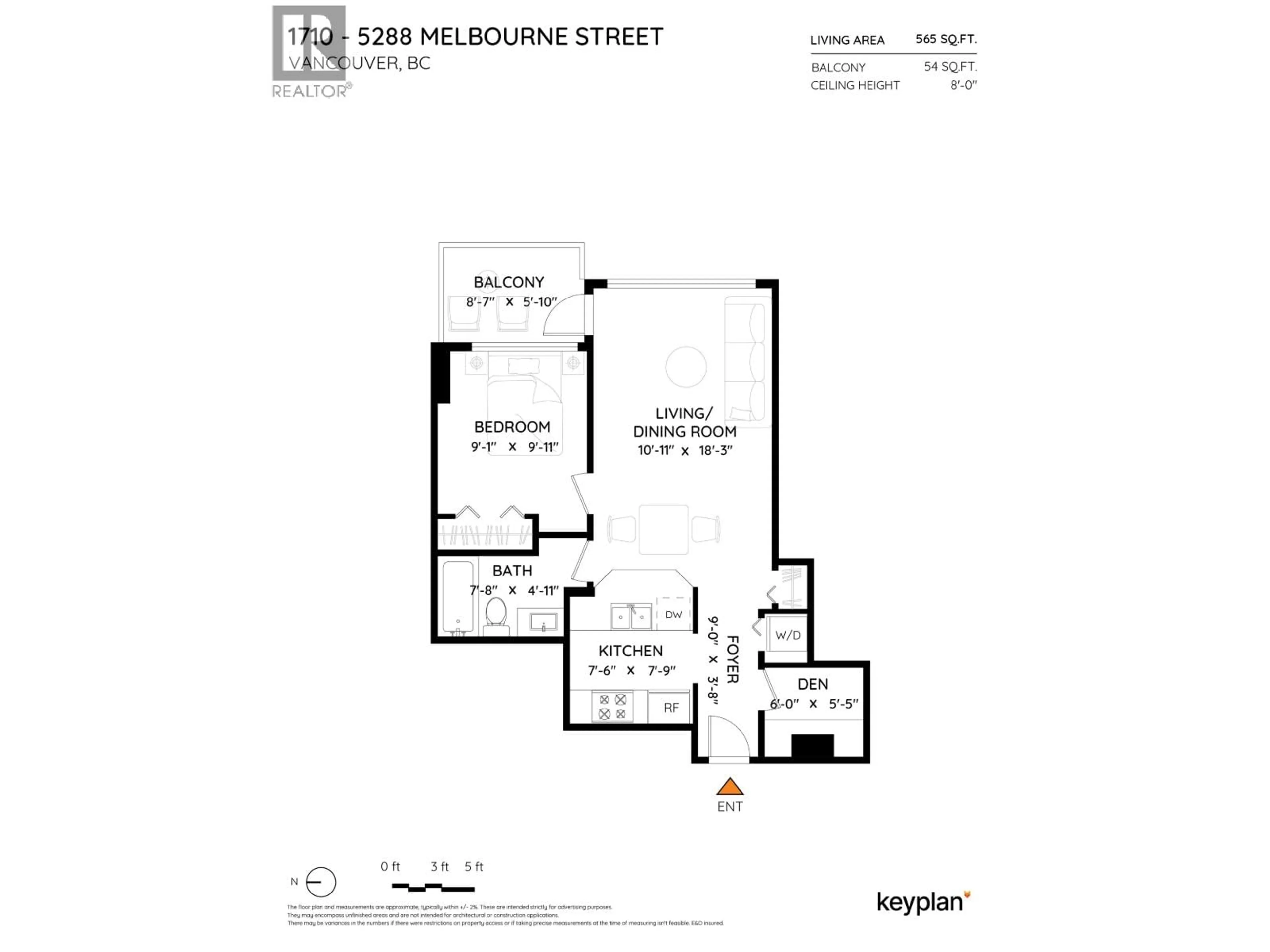 Floor plan for 1710 - 5288 MELBOURNE STREET, Vancouver British Columbia V5R6E6