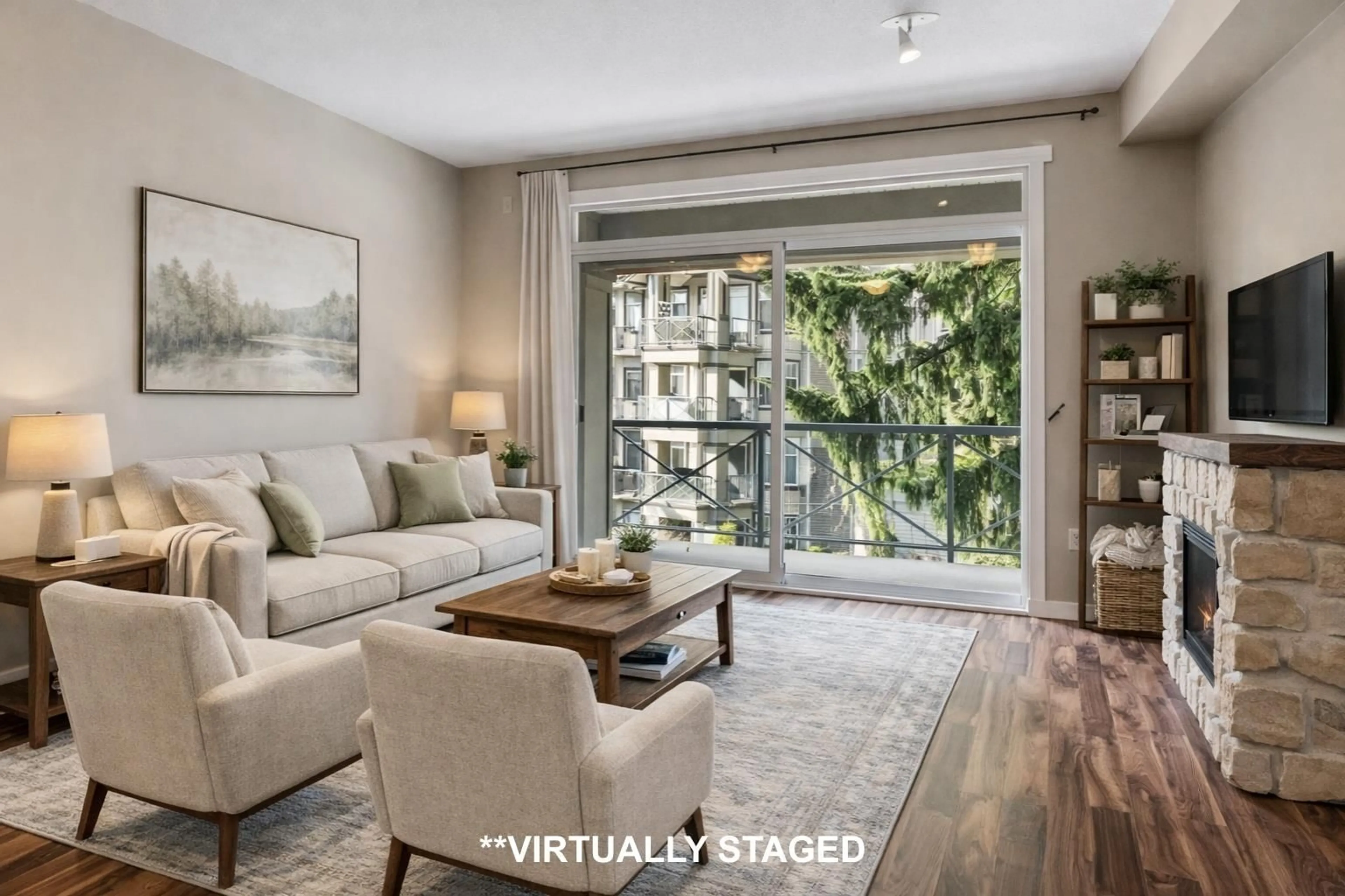 Living room with furniture, wood/laminate floor for 309 - 33338 BOURQUIN CRESCENT EAST, Abbotsford British Columbia V2S1Y1