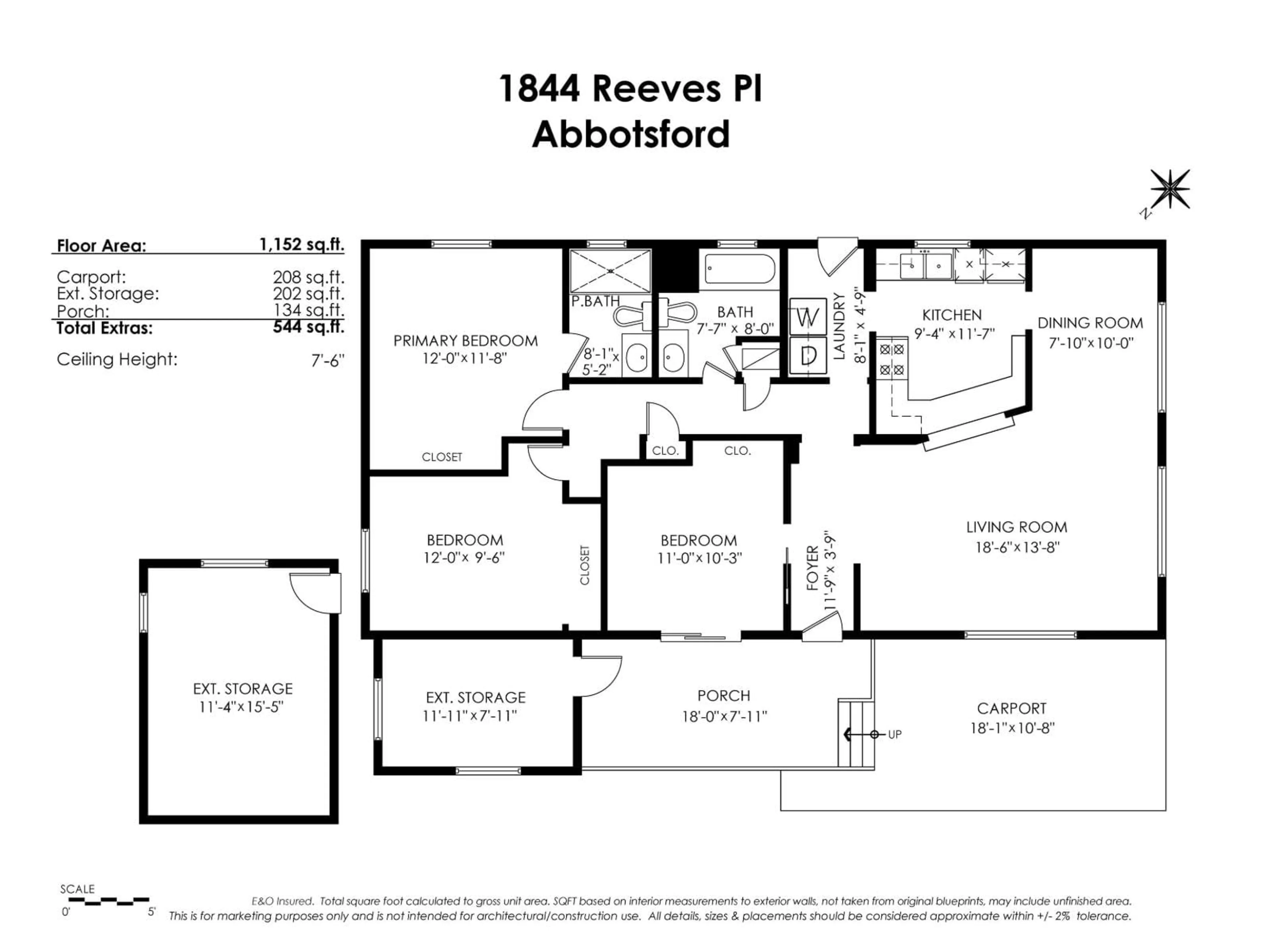 Floor plan for 1844 REEVES PLACE, Abbotsford British Columbia V2S5G8