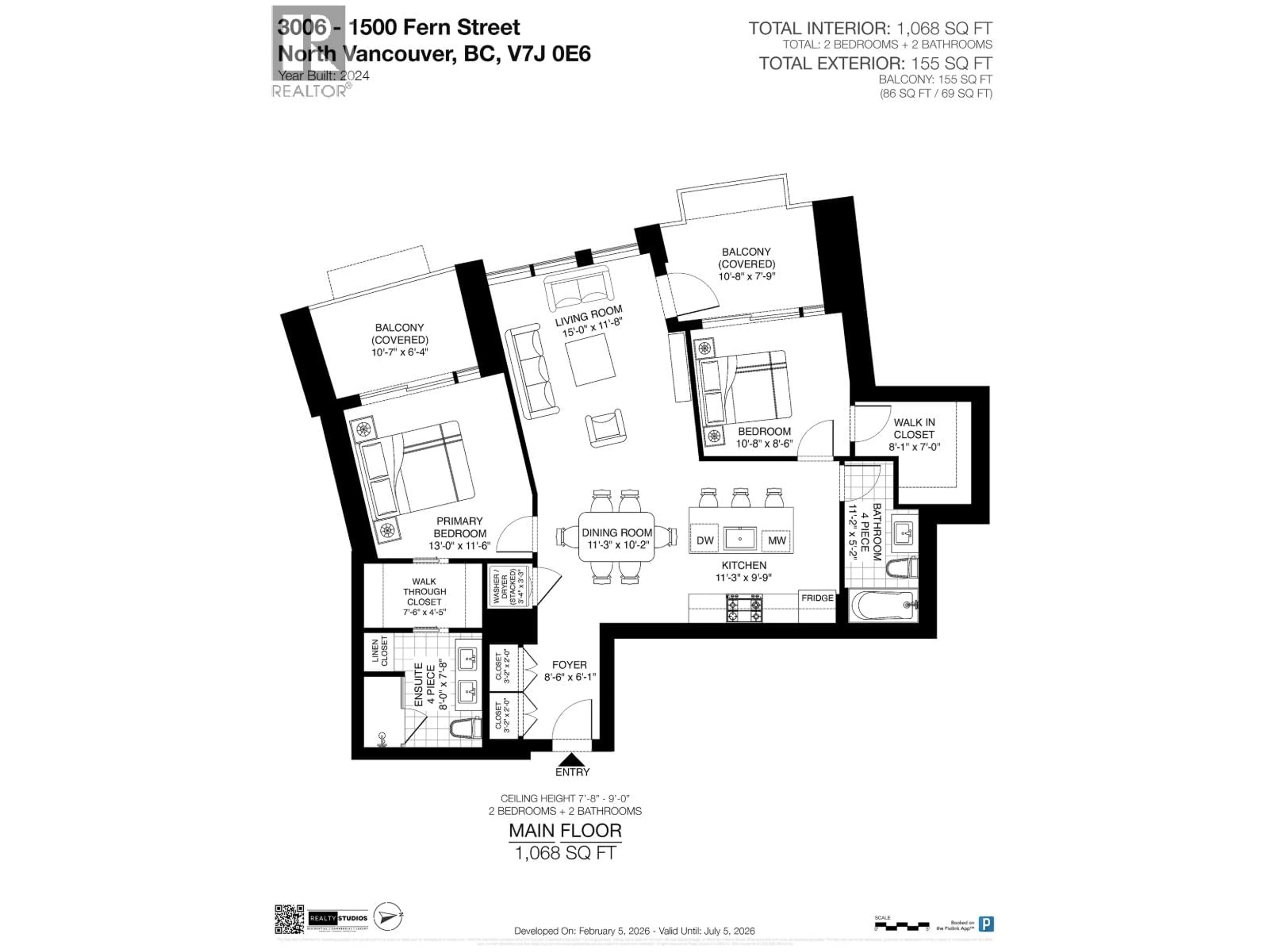 Floor plan for 3006 - 1500 FERN STREET, North Vancouver British Columbia V7J0E6