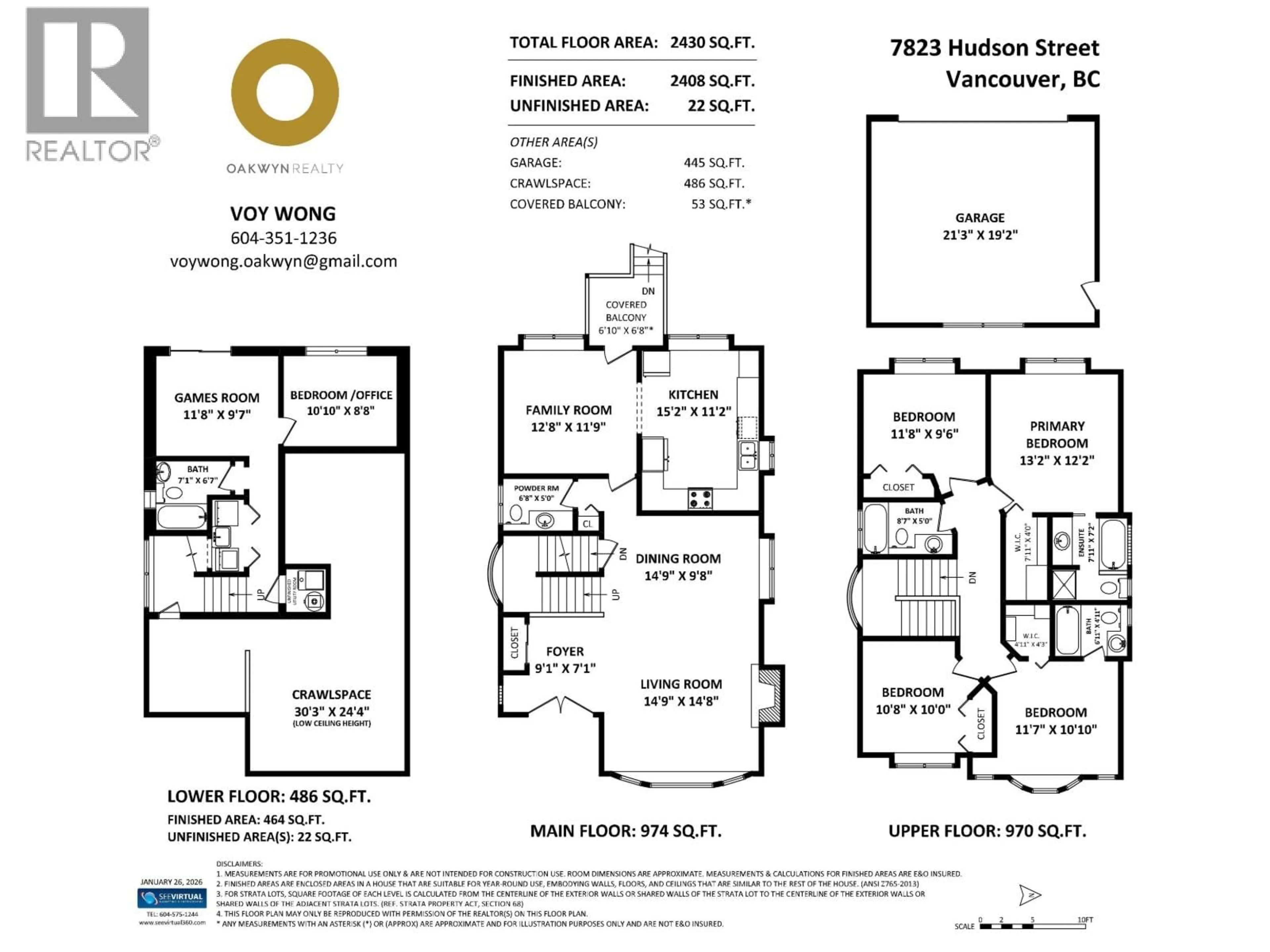 Floor plan for 7823 HUDSON STREET, Vancouver British Columbia V6P4L9