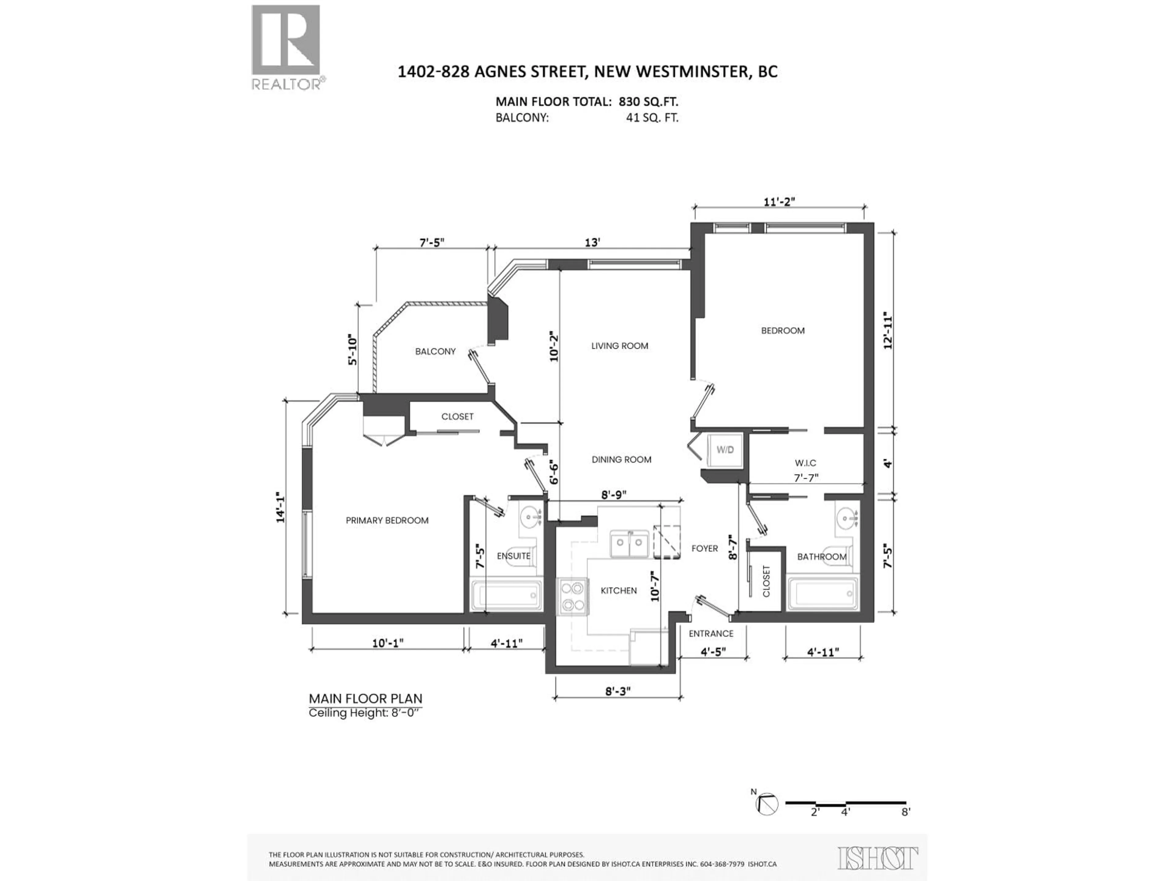 Floor plan for 1402 - 828 AGNES STREET, New Westminster British Columbia V3M6R4