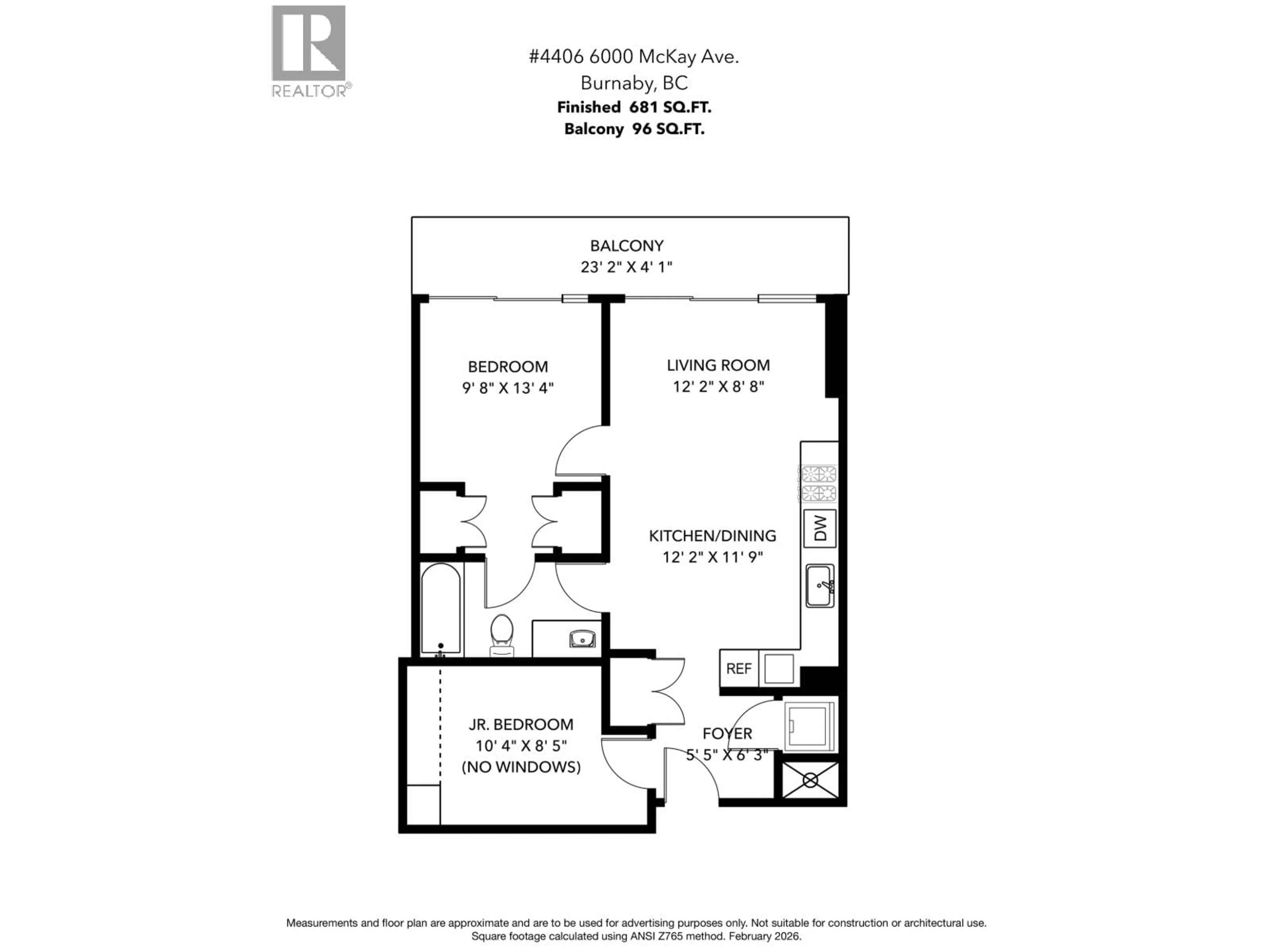 Floor plan for 4406 - 6000 MCKAY AVENUE, Burnaby British Columbia V5H0K2