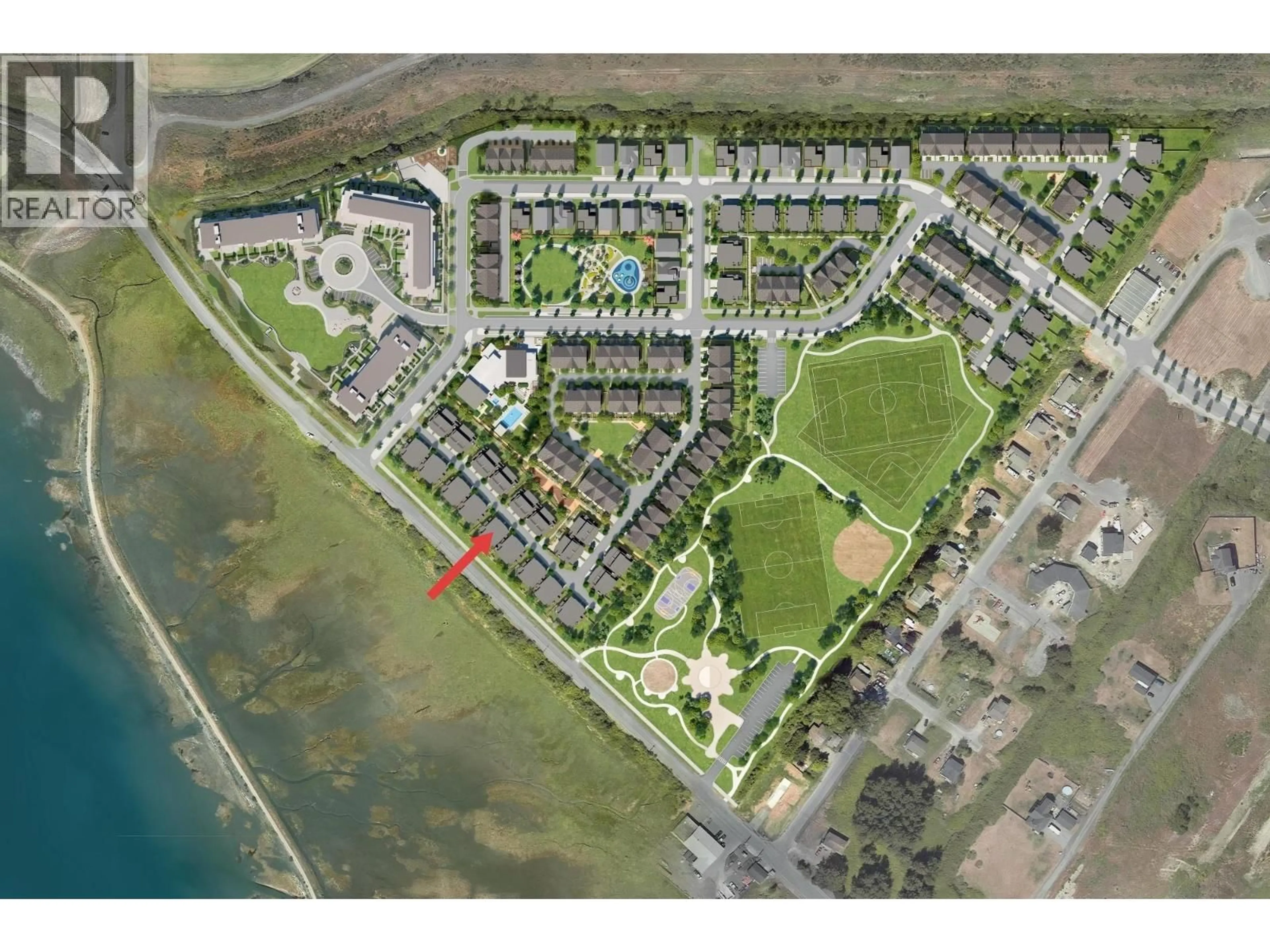 A pic from outside/outdoor area/front of a property/back of a property/a pic from drone, street for 96 - 2426 RABBIT DRIVE, Tsawwassen British Columbia V4M0E1