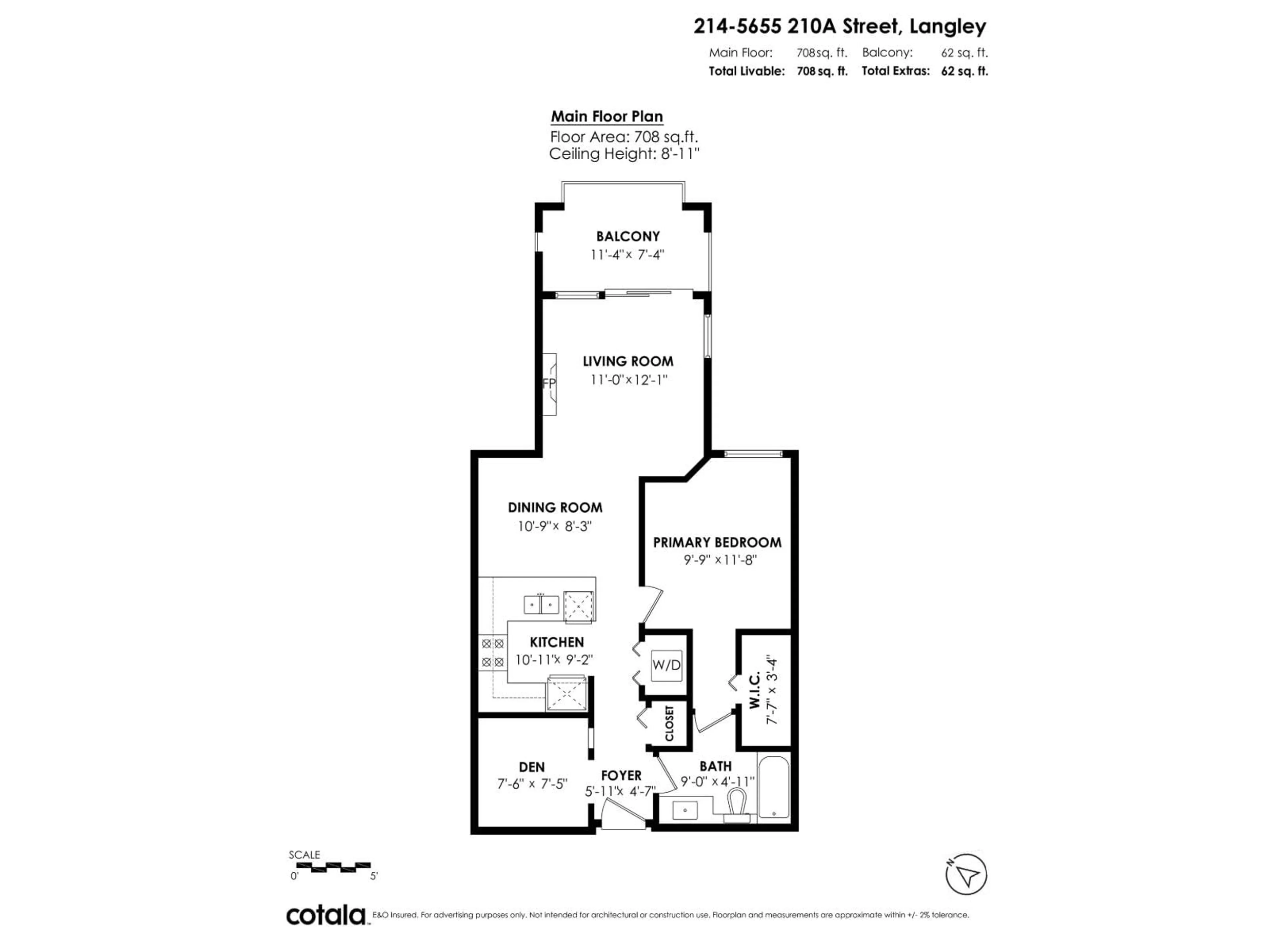Floor plan for 214 - 5655 210A STREET, Langley British Columbia V3A0G4