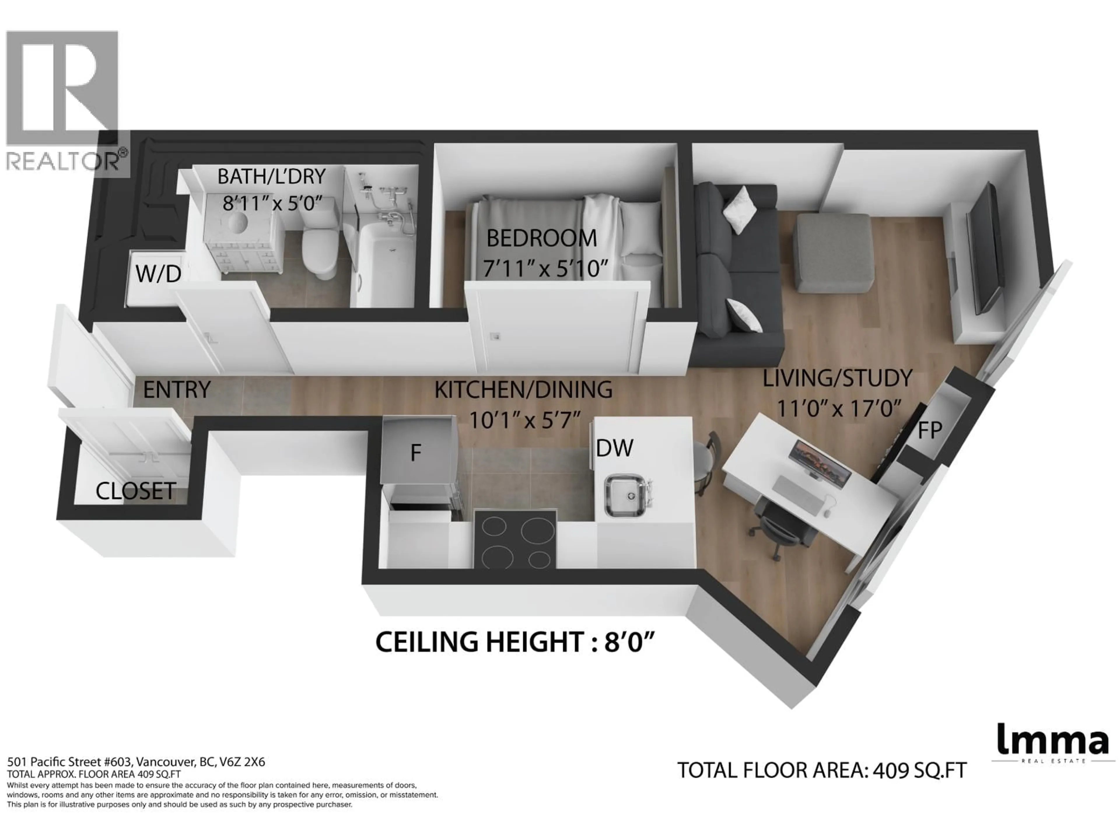 Floor plan for 603 - 501 PACIFIC STREET, Vancouver British Columbia V6Z2X6