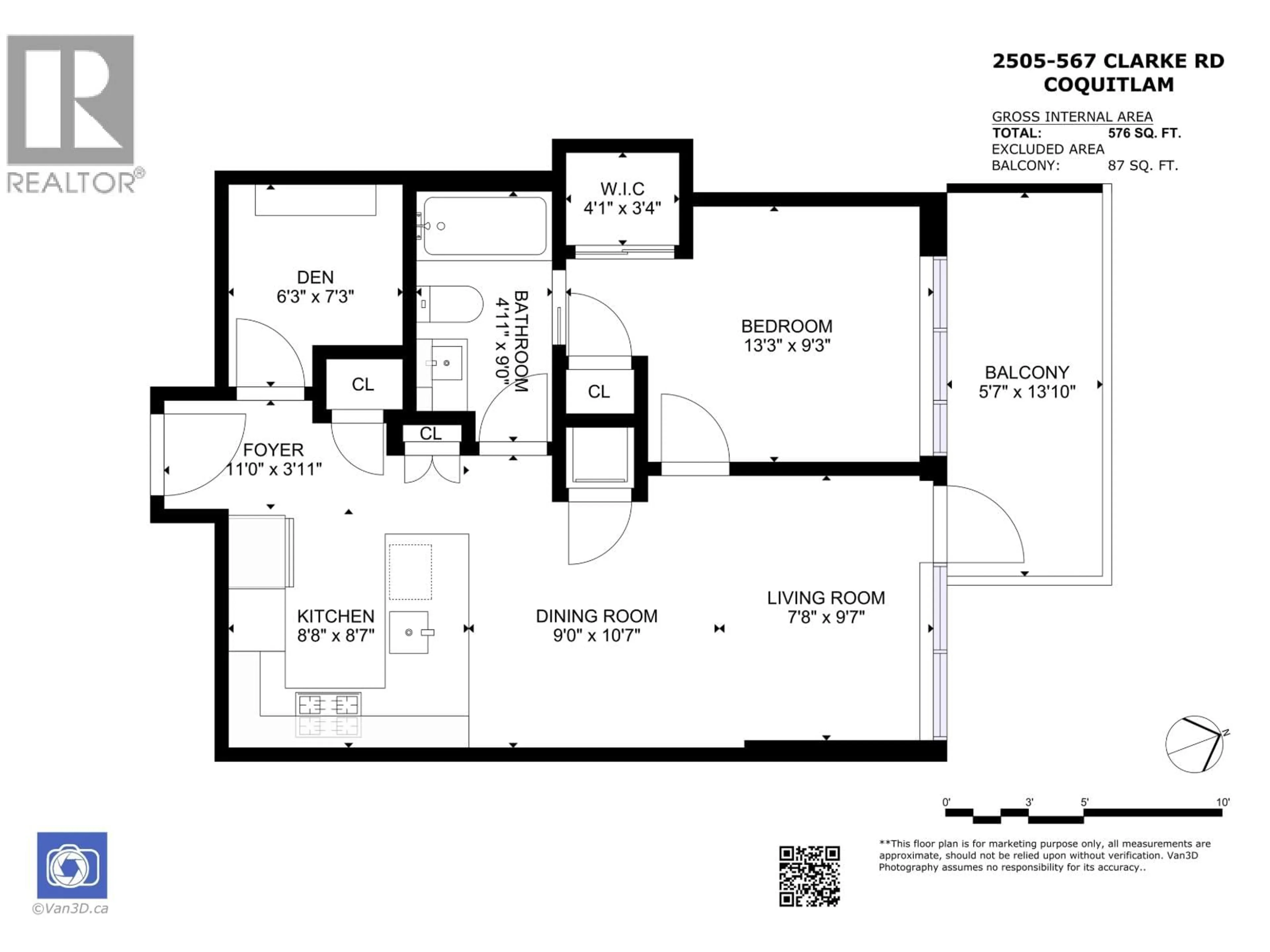 Floor plan for 2505 - 567 CLARKE ROAD, Coquitlam British Columbia V3J0K7