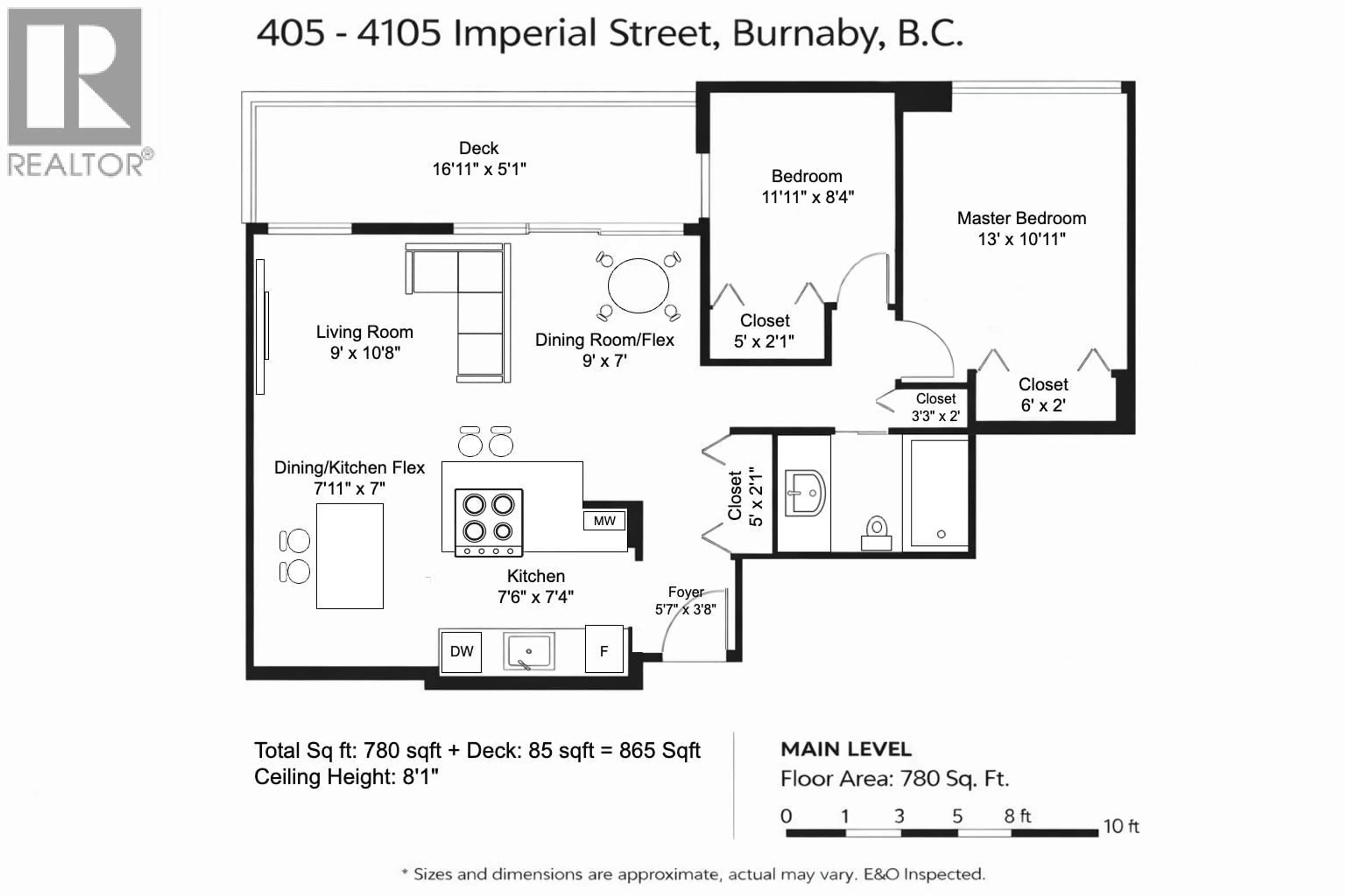 Floor plan for 405 - 4105 IMPERIAL STREET, Burnaby British Columbia V5J1A6