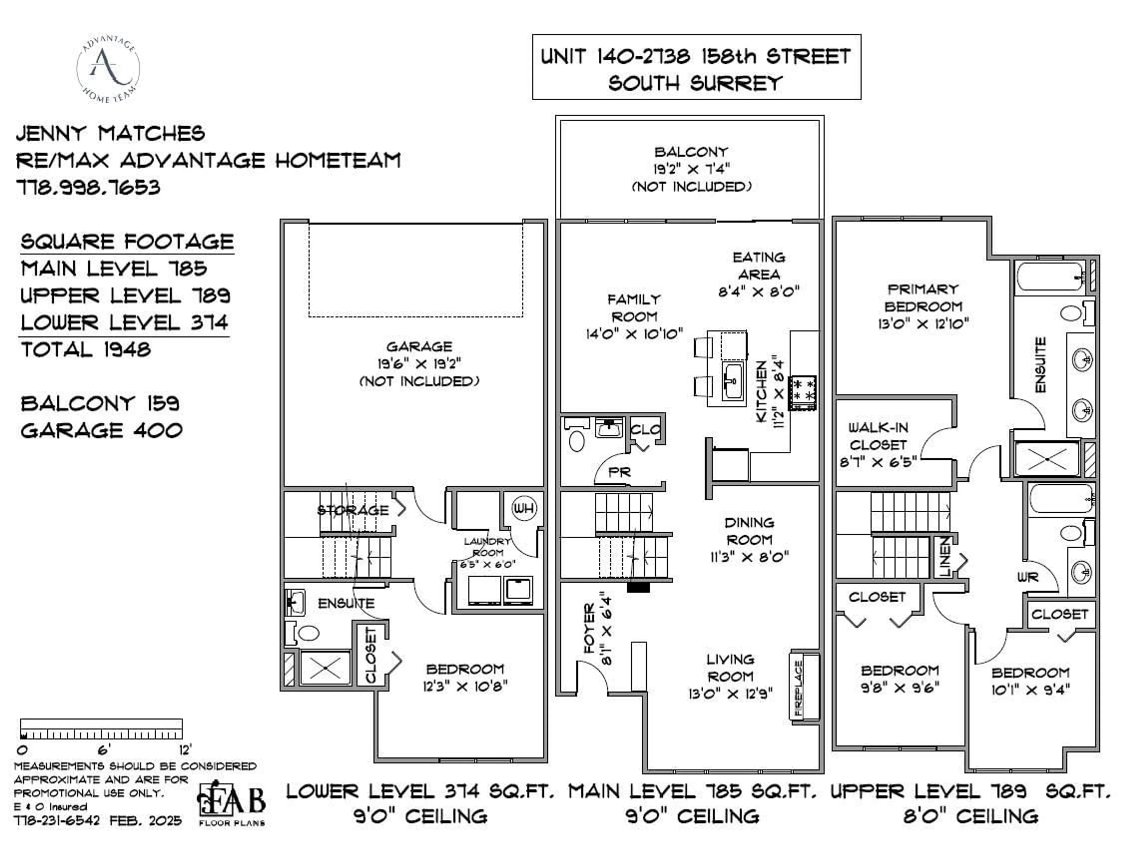 Floor plan for 140 - 2738 158 STREET, Surrey British Columbia V3Z3K3