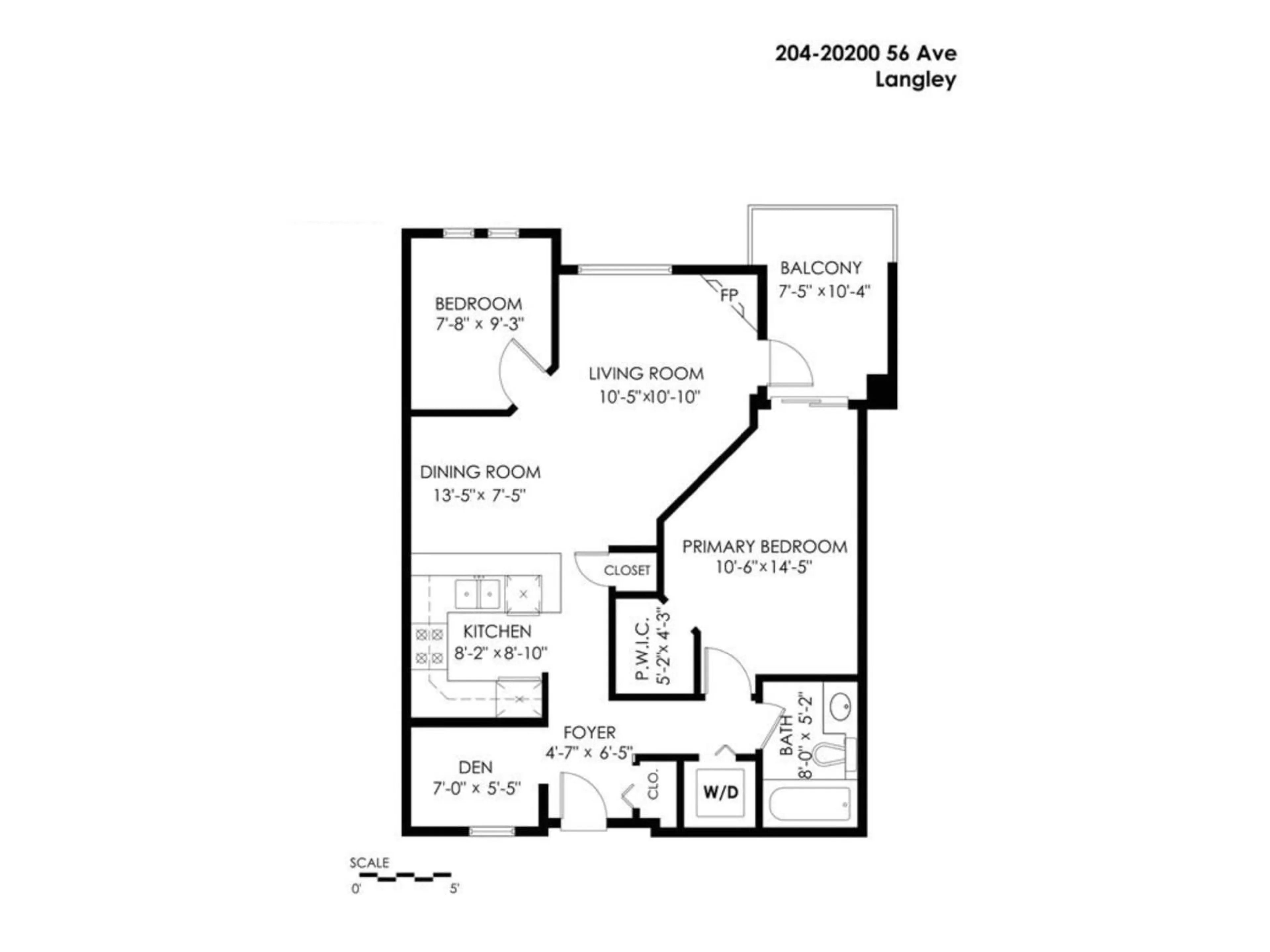 Floor plan for 204 - 20200 56 AVENUE, Langley British Columbia V3A8S1