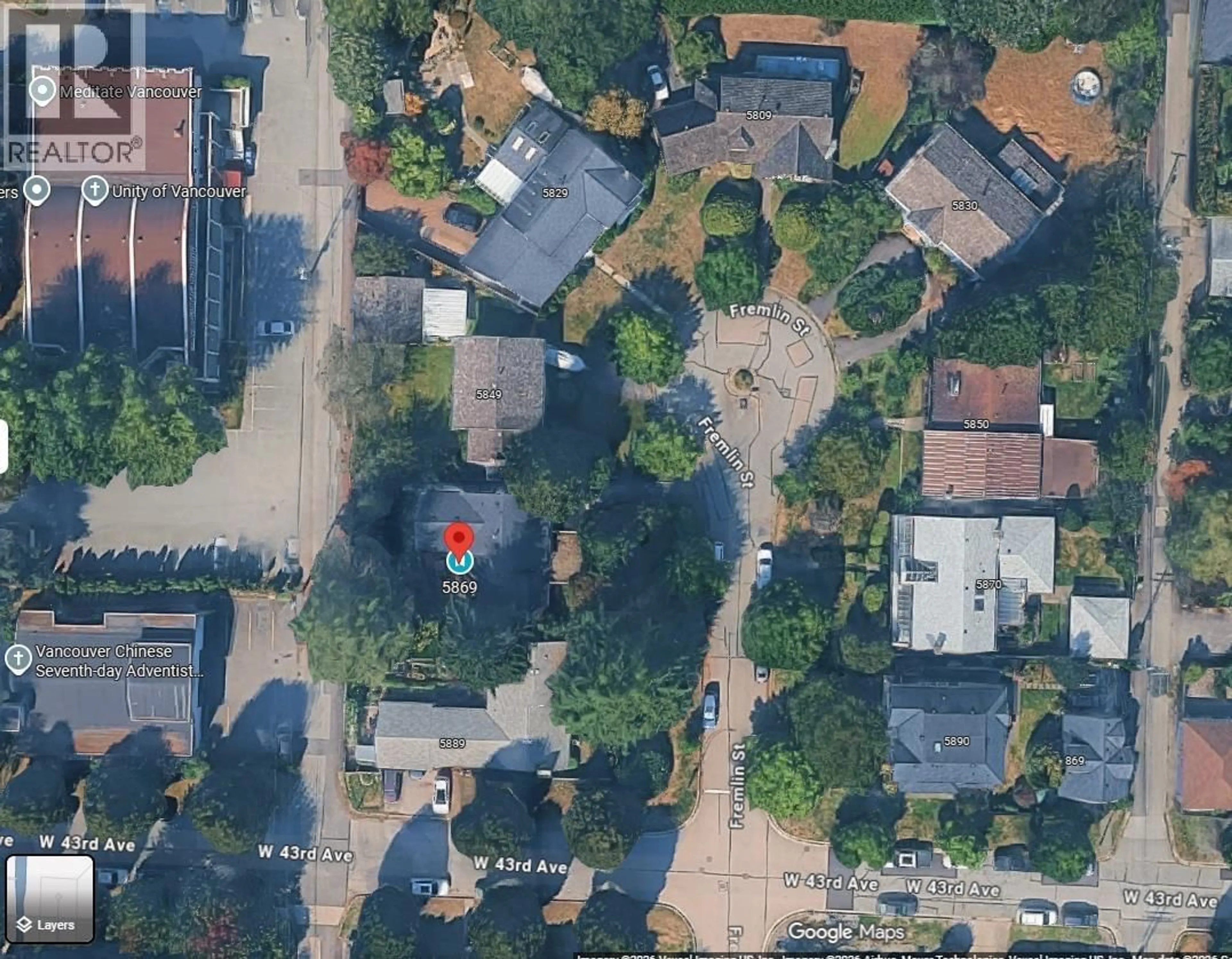 A pic from outside/outdoor area/front of a property/back of a property/a pic from drone, street for 5869 FREMLIN STREET, Vancouver British Columbia V5Z3W6