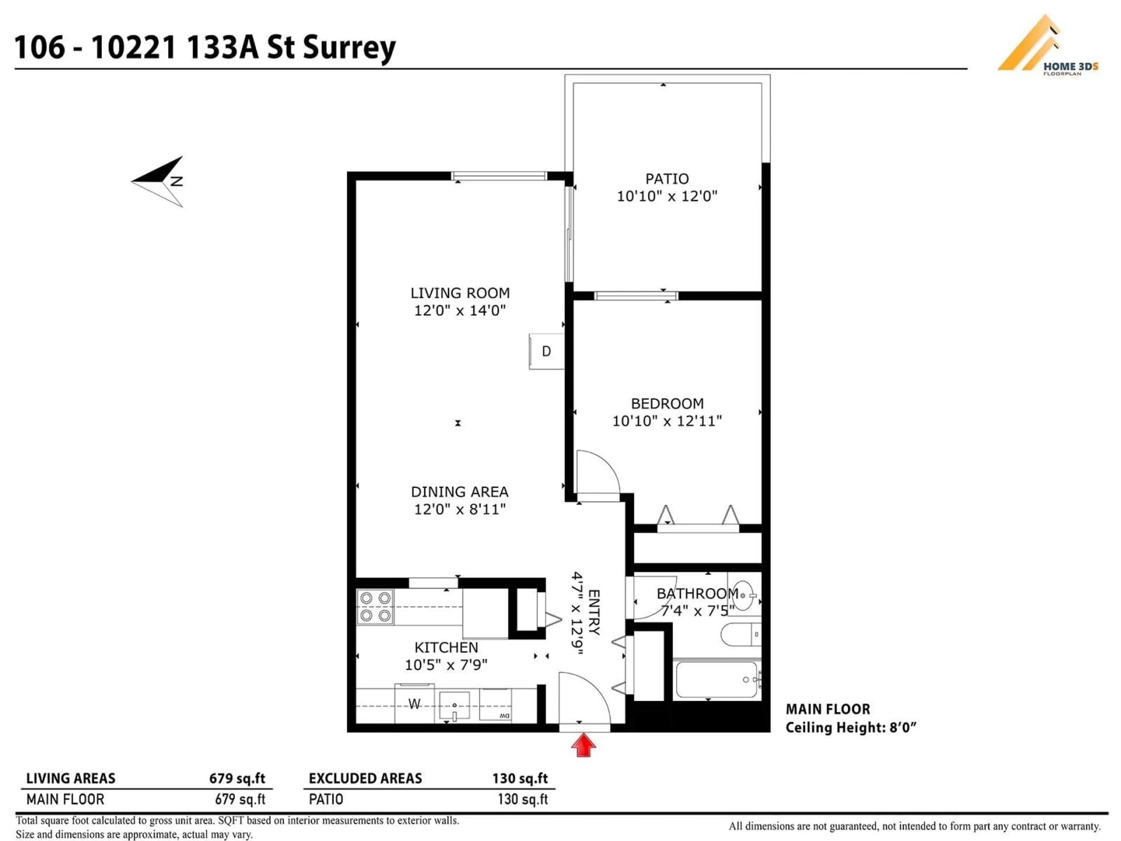Floor plan for 106 - 10221 133A STREET, Surrey British Columbia V3T5J8