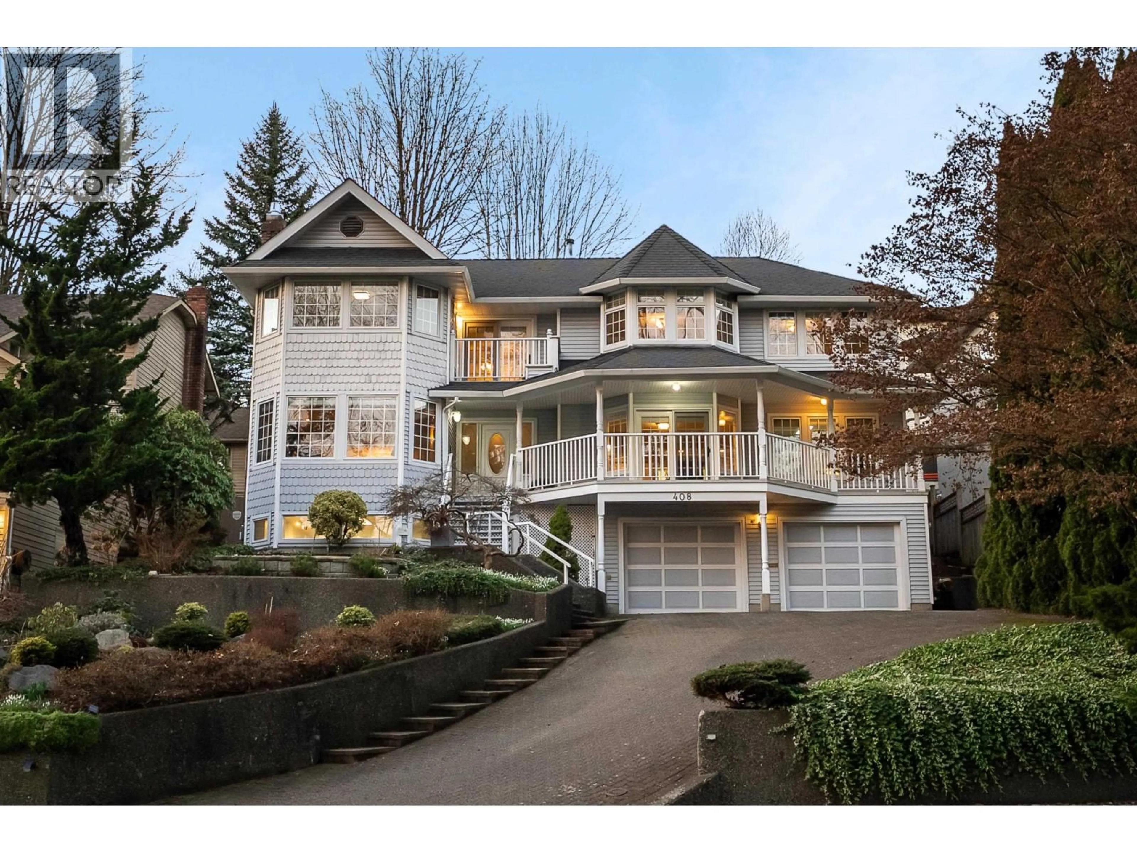 Home with vinyl exterior material, street for 408 RIVERVIEW CRESCENT, Coquitlam British Columbia V3C4X8