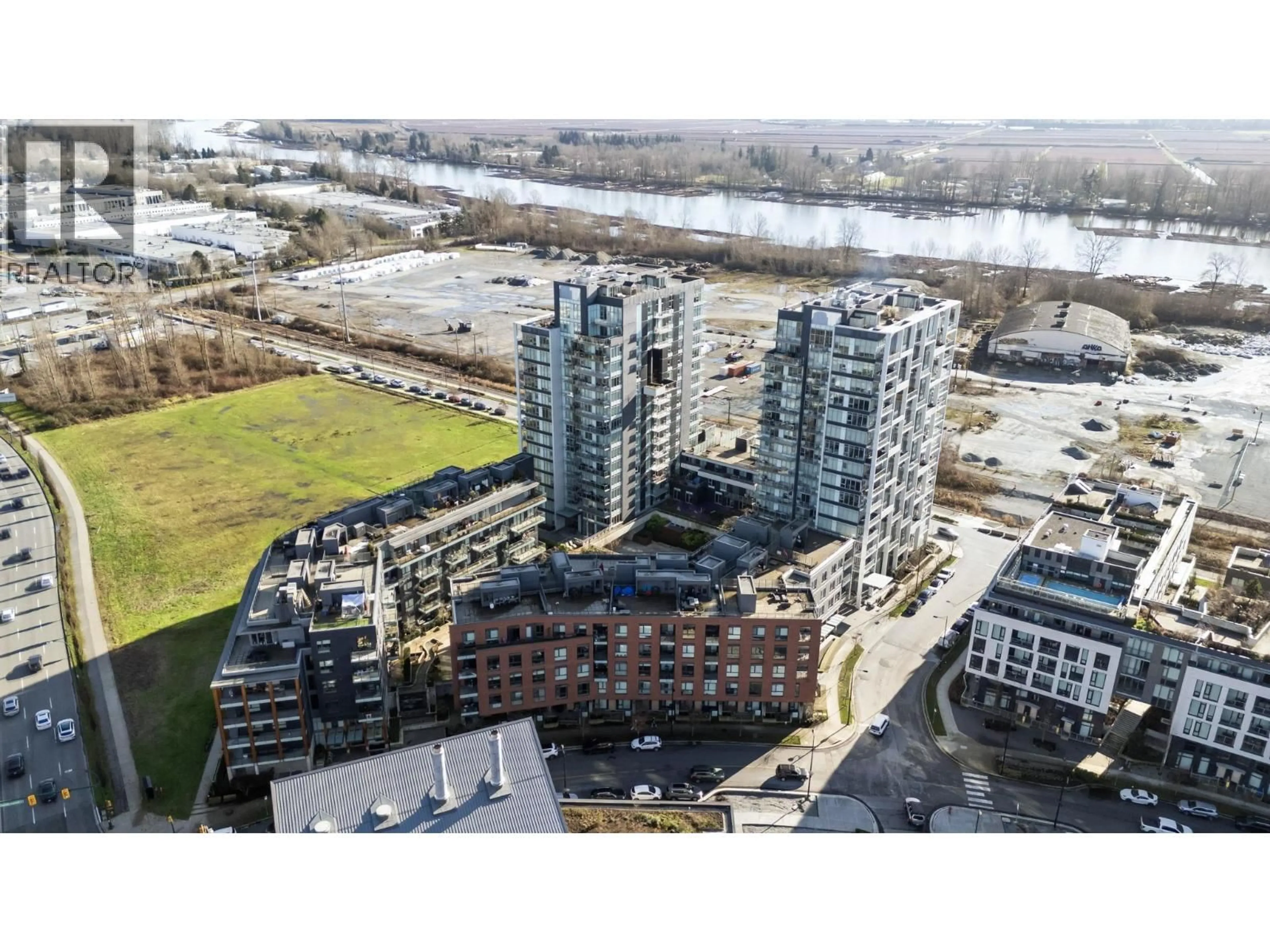 A pic from outside/outdoor area/front of a property/back of a property/a pic from drone, city buildings view from balcony for 411 - 8508 RIVERGRASS DRIVE, Vancouver British Columbia V5S0H7