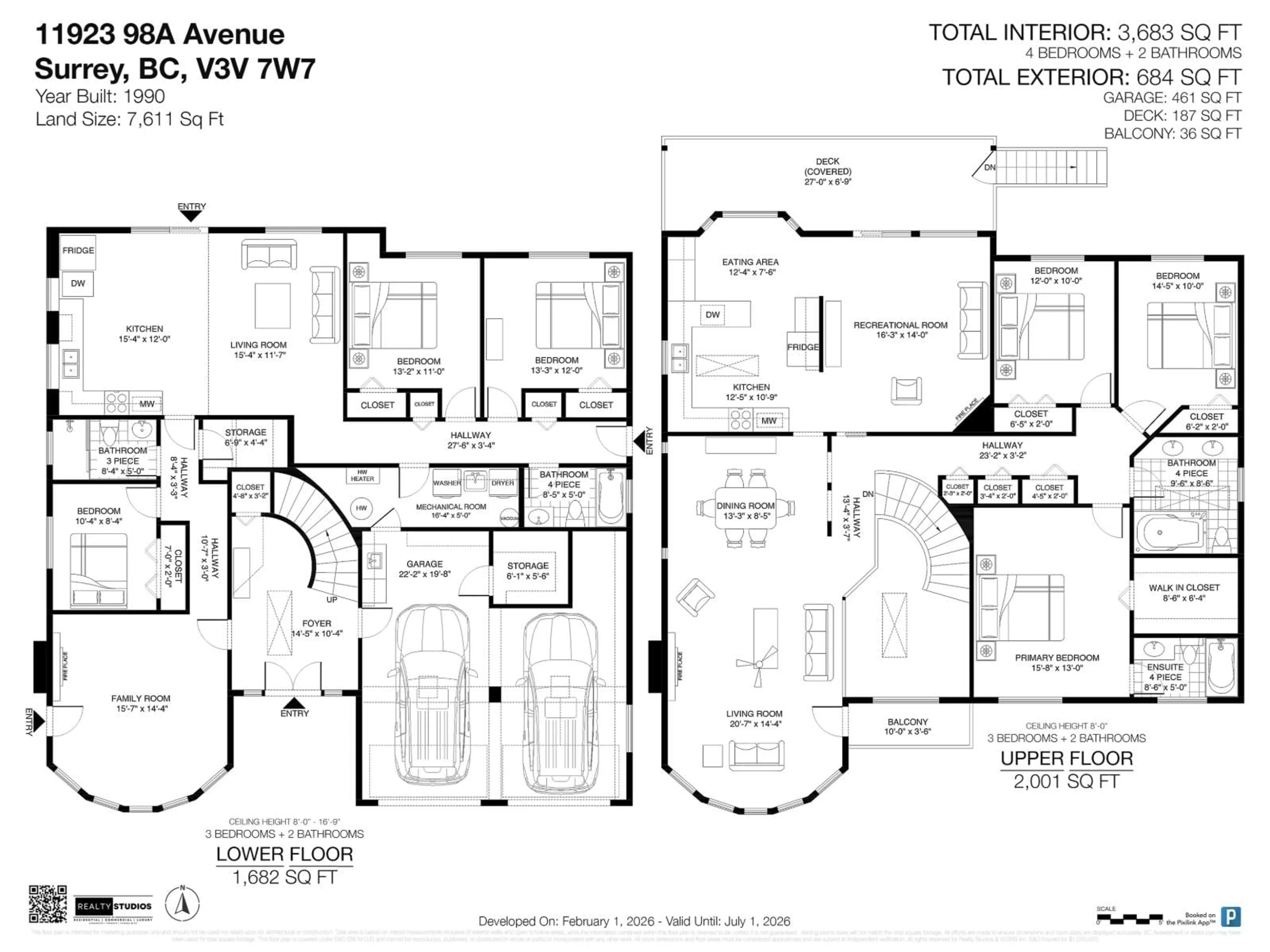 Floor plan for 11923 98A AVENUE, Surrey British Columbia V3V7W7