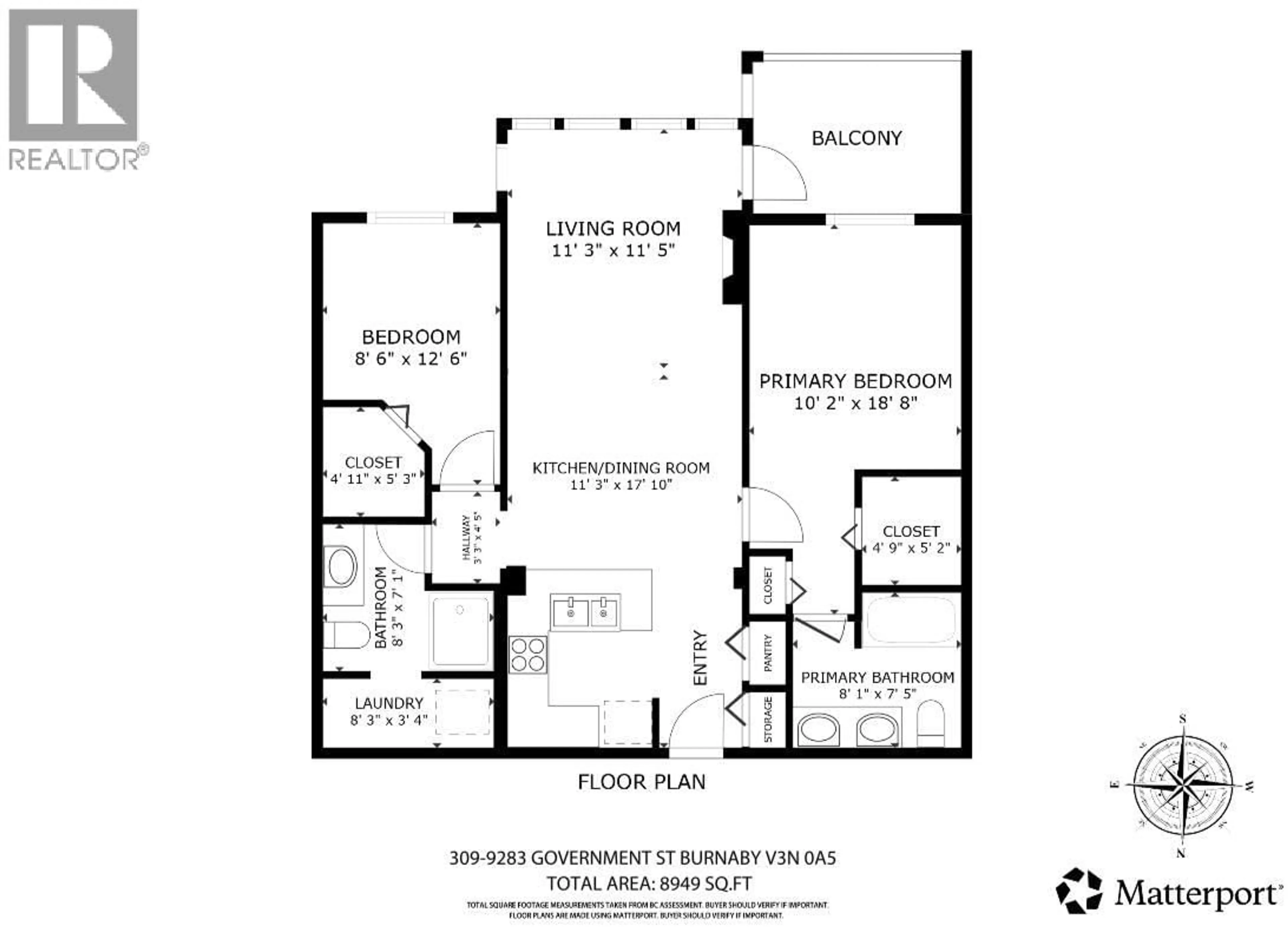 Floor plan for 309 - 9283 GOVERNMENT STREET, Burnaby British Columbia V3N0A5